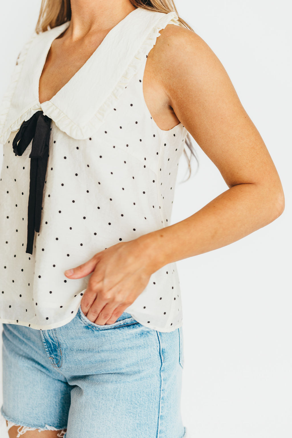 Nelly Women's Polka Dot Blouse - Cream & Black Floral Print Short Sleeve Top for Casual Wear, Office & Date Night Outfits