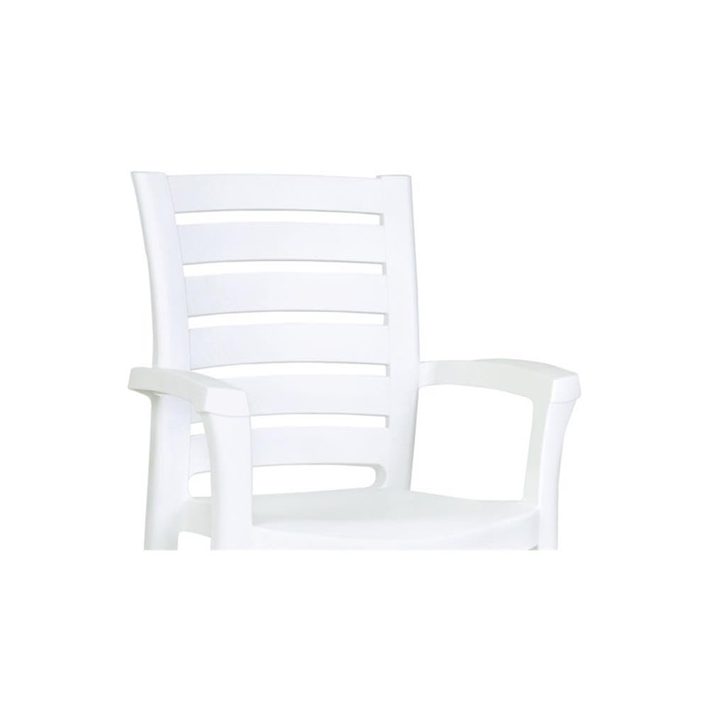 White Resin Patio Dining Arm Chairs (Set of 2) - Weatherproof Outdoor Furniture for Poolside, Garden, Deck & Backyard Dining