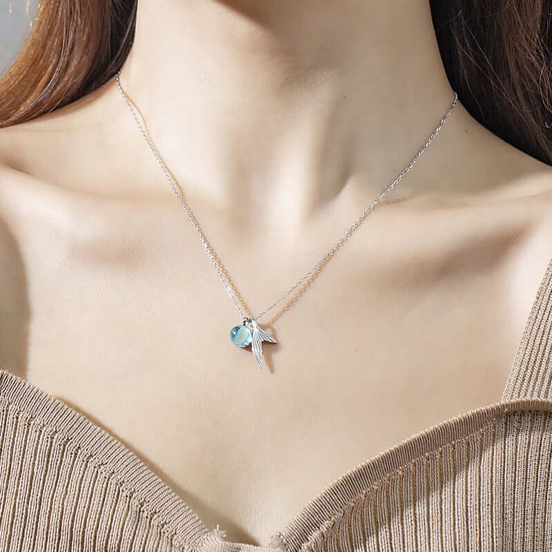 Fairy Rose Gold Whale Tail Pendant Necklace for Women - Elegant 18K Gold Plated Jewelry Gift for Birthday, Anniversary & Valentine's Day | Perfect for Beach Parties, Summer Outfits & Boho Style