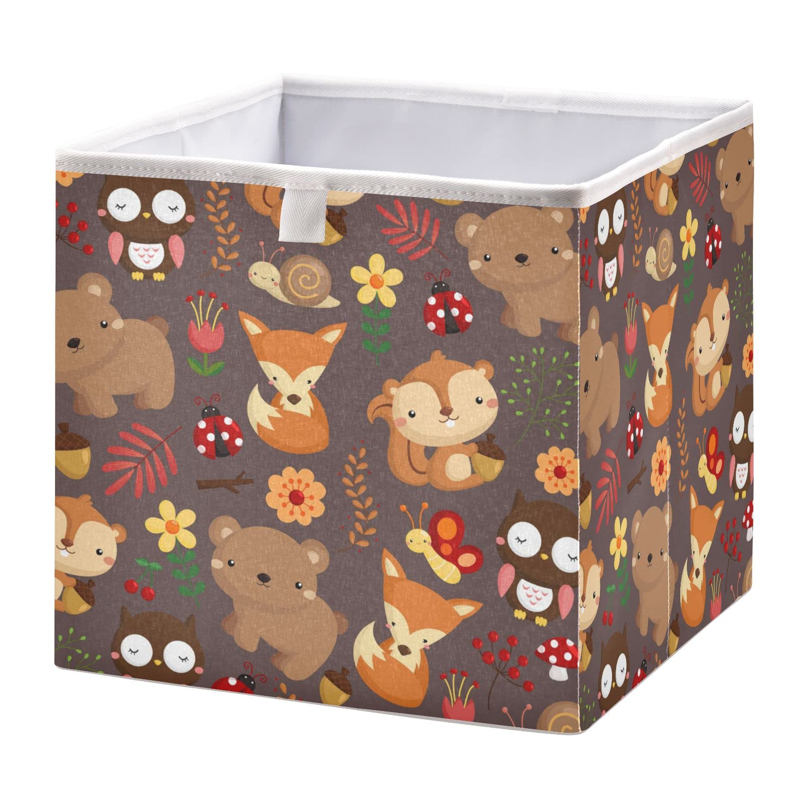 Bolaz Fox Owl Bear Fabric Storage Cubes & Bins - Versatile Shelf Baskets & Organizers for Kids Room, Closet, Toy Storage & Home Organization - Perfect for Nursery, Playroom & Bedroom Decor