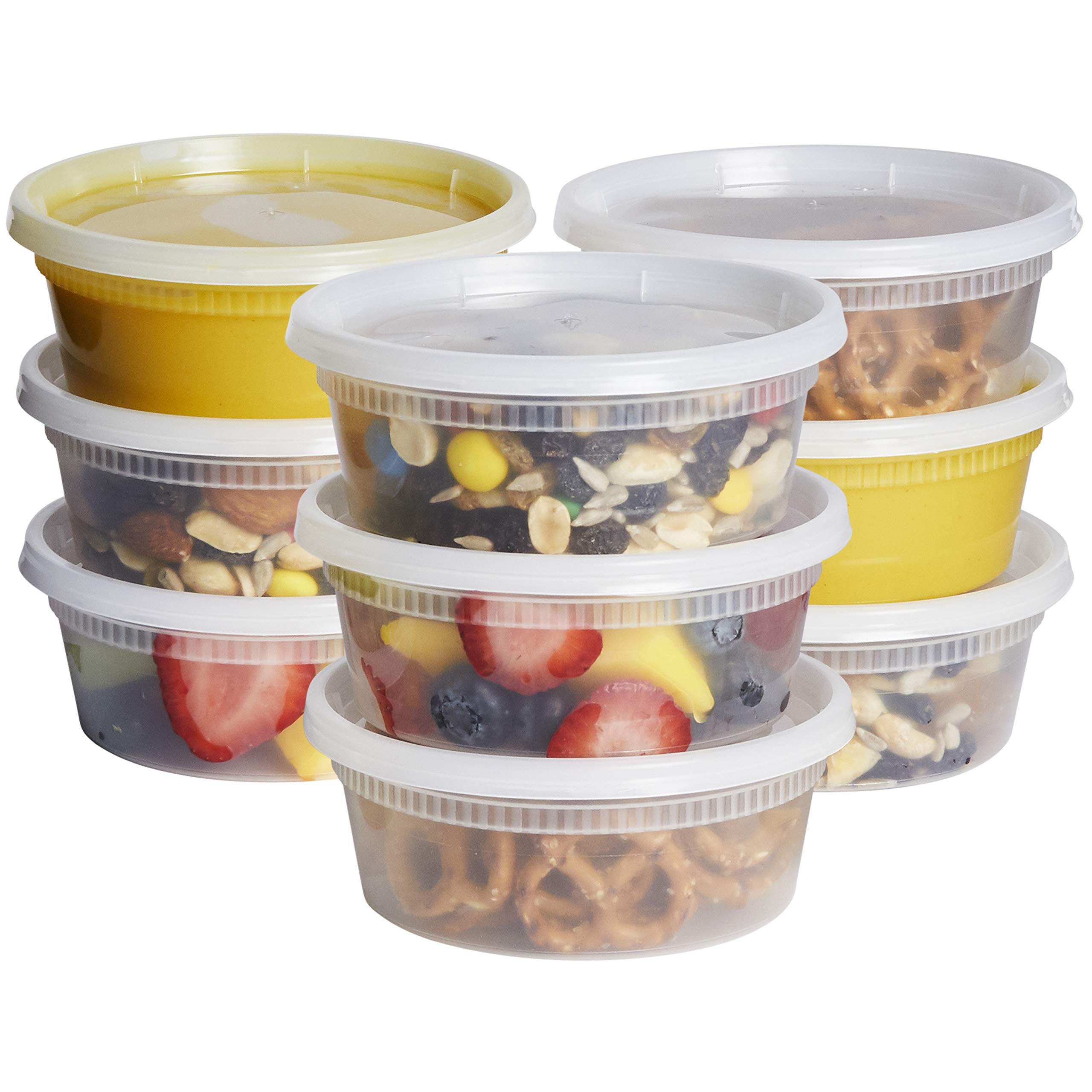 48-Pack 8 oz Plastic Deli Food Storage Containers with Airtight Lids - BPA-Free Disposable Meal Prep Containers, Slime Storage - Perfect for Leftovers, Meal Prep, Crafts & Party Snacks