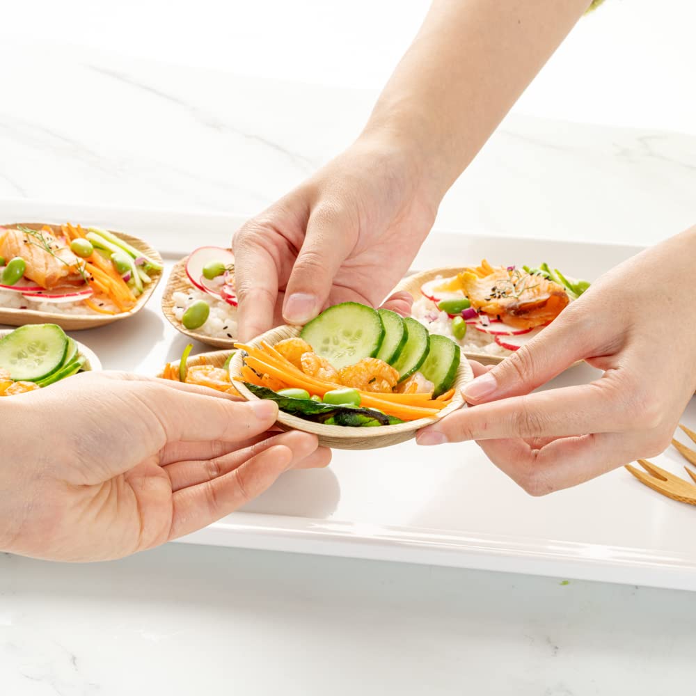 Restaurantware Indo 4 Ounce Round Palm Mini Bowls - 100 Pack Microwave Safe & Freezer Friendly Sustainable Areca Palm Leaf Appetizer Bowls | Eco-Friendly Disposable Bowls for Hot & Cold Foods, Parties, Catering, Restaurants & Home Use