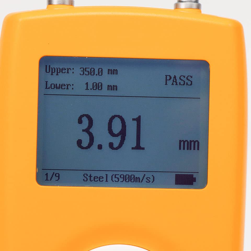 Digital Ultrasonic Thickness Gauge - 0.8-350mm (0.03-13.77in) Range, 0.01mm Resolution - Metal, Plastic, Ceramic & Glass Thickness Tester - Industrial & DIY Material Measurement Device for Pipes, Tanks, Automotive Parts & Construction Materials