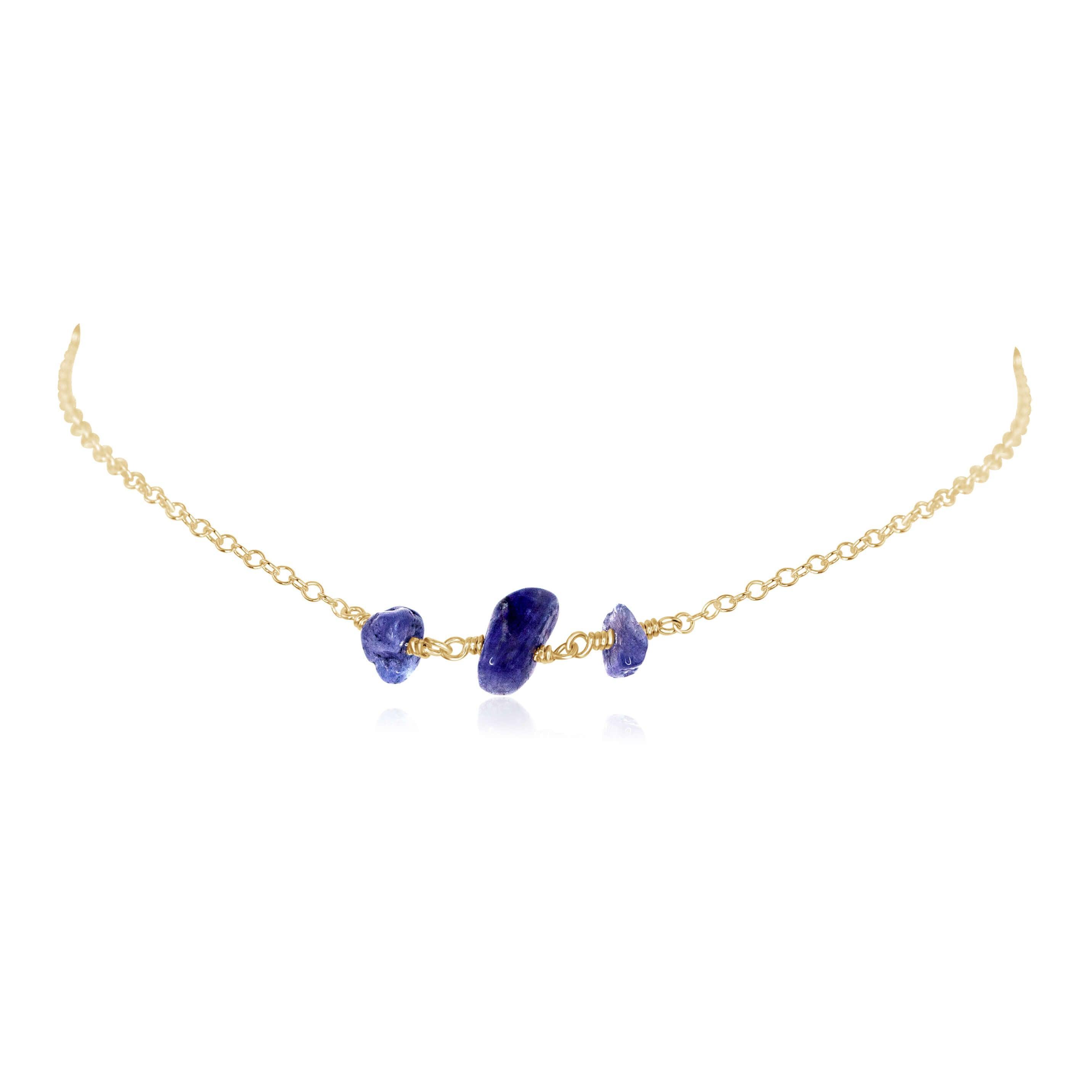 Tanzanite Beaded Chain Choker Necklace | Elegant Blue Gemstone Jewelry for Women | Perfect for Weddings, Parties & Special Occasions