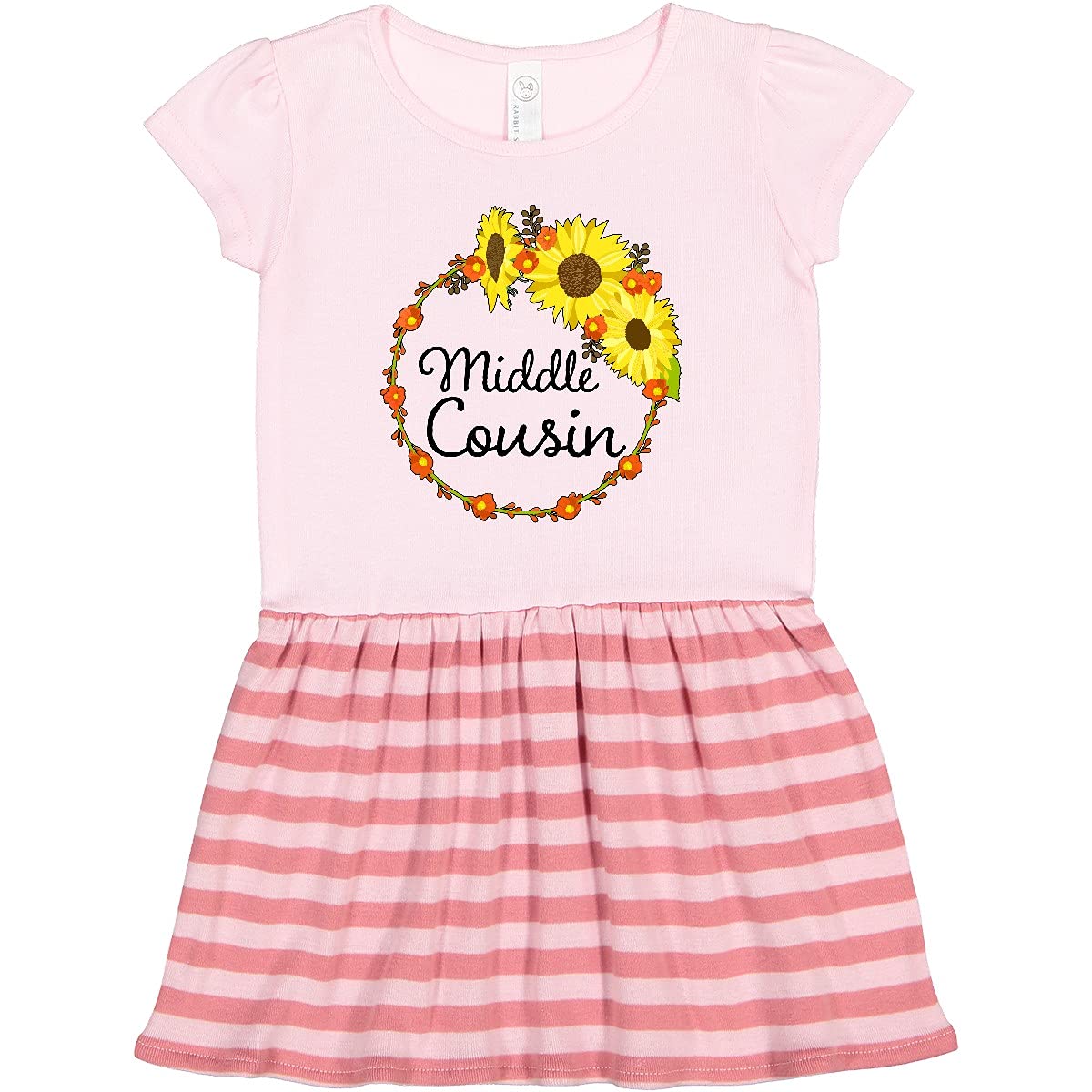 Inktastic Middle Cousin Sunflower Wreath Toddler Dress - Cute Floral Summer Outfit for Baby Girls, Perfect for Family Photos, Parties & Outdoor Play