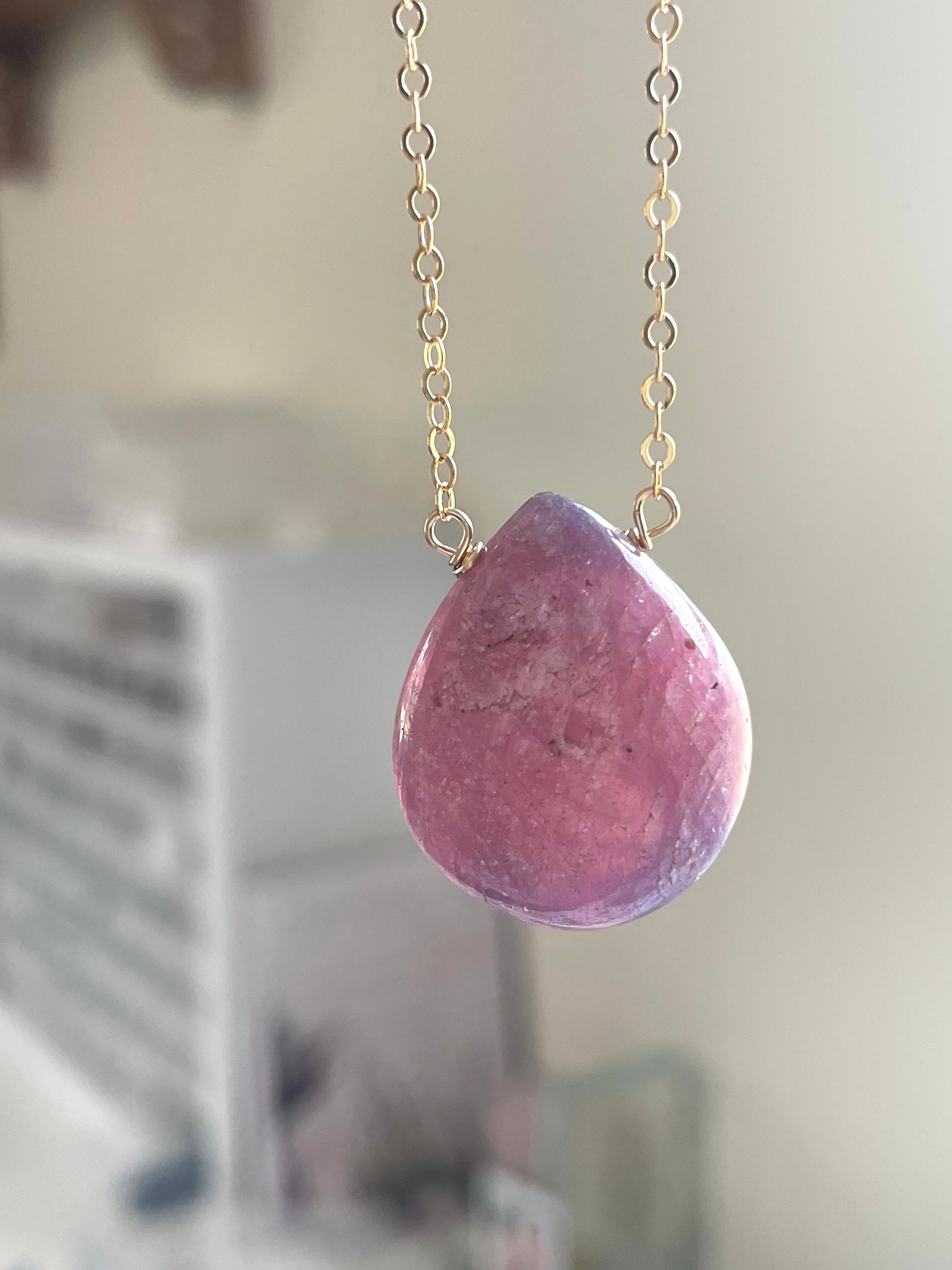 Genuine Ruby Pendant Necklace - 14K Gold Statement Jewelry for Women | Elegant Gift for Anniversary, Birthday & Special Occasions