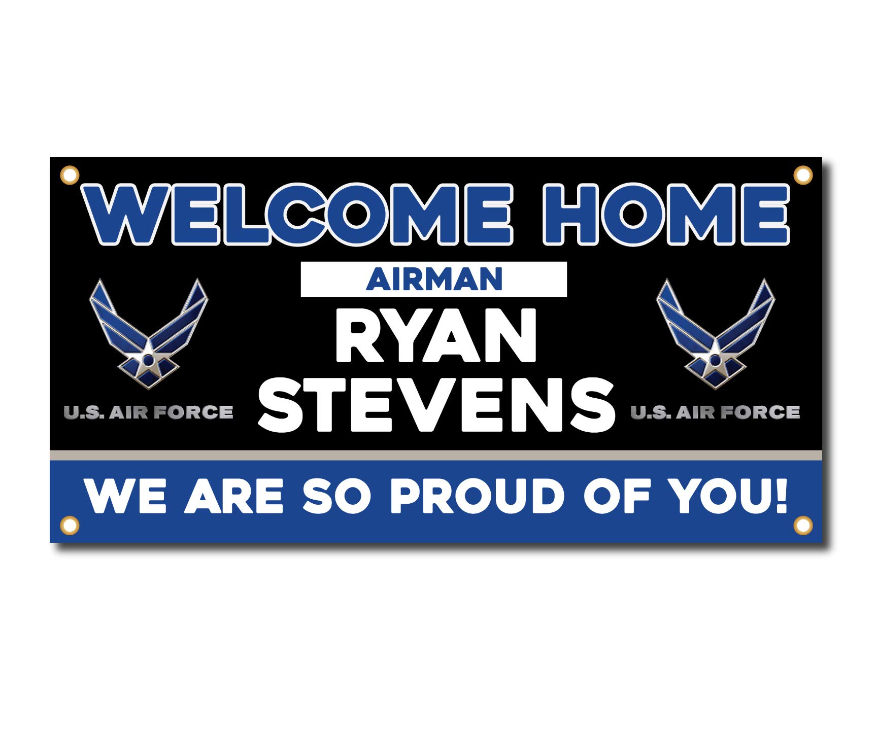 Custom USAF Welcome Home Vinyl Banner - Personalized U.S. Air Force Sign, Print & Poster (5'x10') - Perfect for Military Homecomings, Veterans Events & Patriotic Decorations