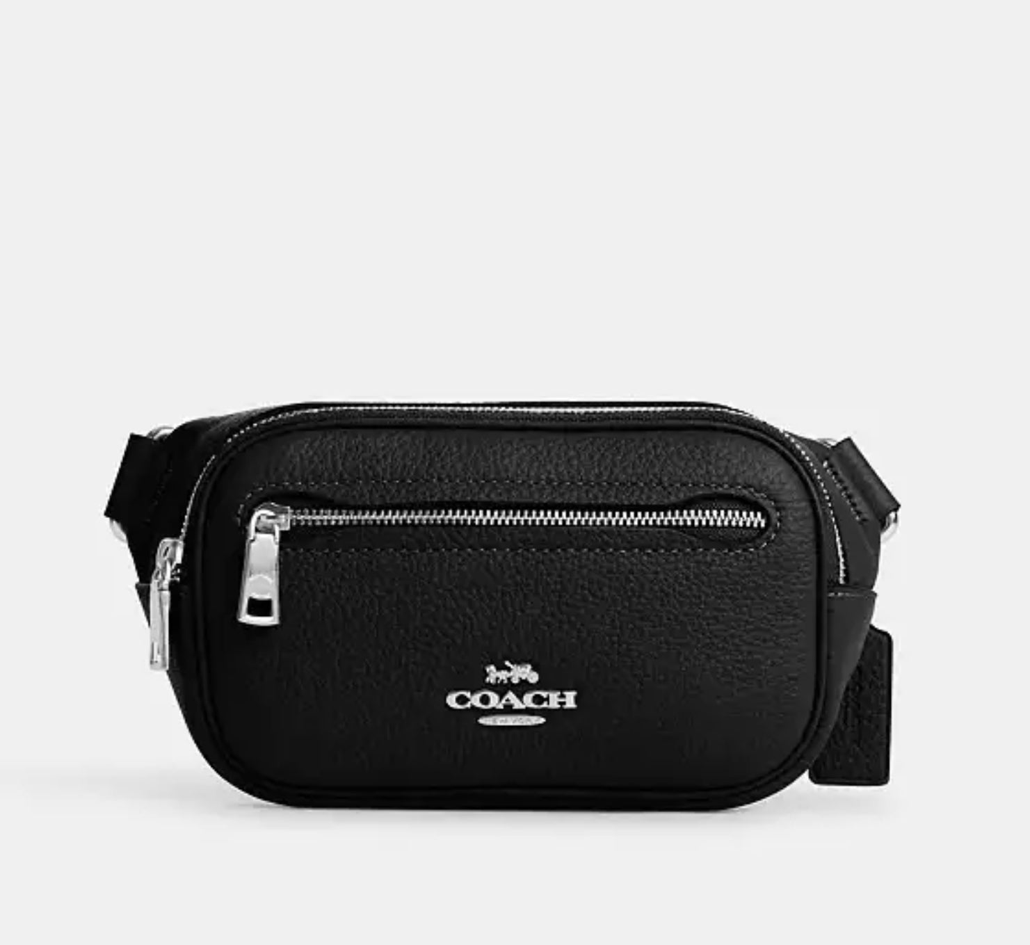Coach Unisex Elias Mini Leather Belt Bag & Fanny Pack - Black Crossbody Sling Bag for Travel, Hiking & Everyday Use