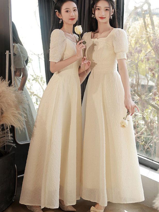 Elegant Champagne A-Line Bridesmaid Maxi Dress for Wedding, Formal Party & Special Occasions - Perfect for Bridesmaids, Prom & Evening Events