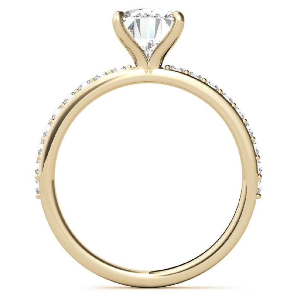 10K Solid Yellow Gold Handmade Engagement Ring with 1 CT Oval Cut Moissanite Solitaire - Wedding & Bridal Ring Set for Women, Size 7.5 - Perfect for Proposals, Anniversaries & Special Occasions