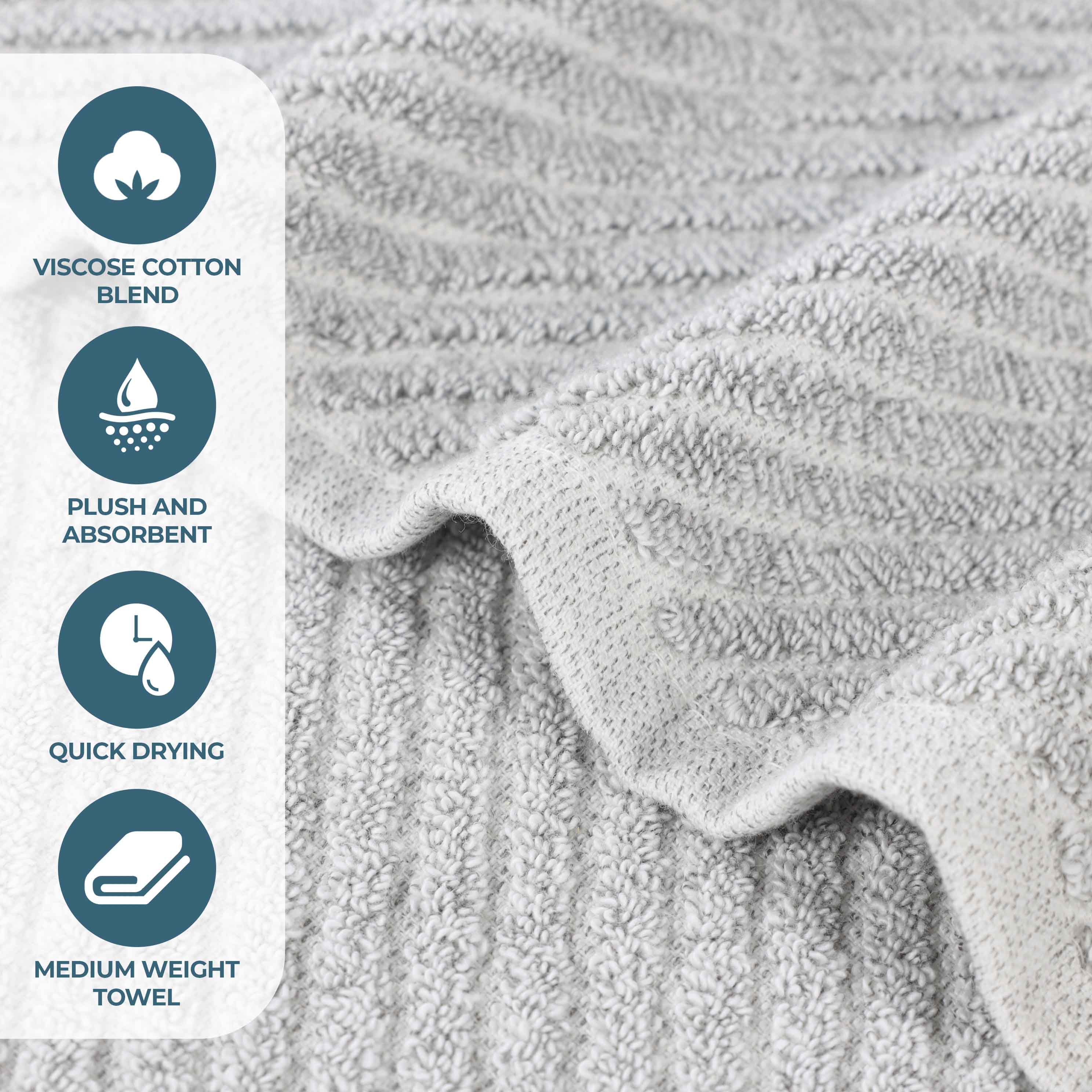 Amelia Cotton Blend Diagonal Stripes Bath Towels Set of 2 - Ultra Soft & Absorbent Large Bath Sheets for Spa, Beach & Luxury Bathroom Decor