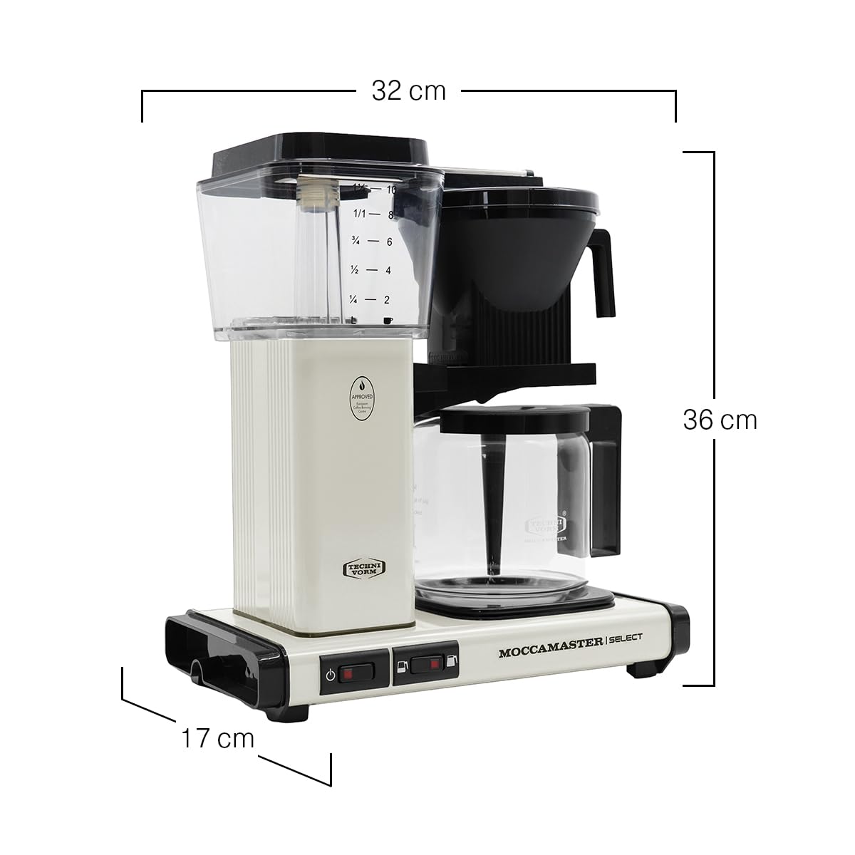 Moccamaster KBG Select 1.25L Drip Coffee Maker - Off White | Automatic Filter Coffee Machine for Home & Office | Perfect for Breakfast, Entertaining Guests & Daily Coffee Brewing
