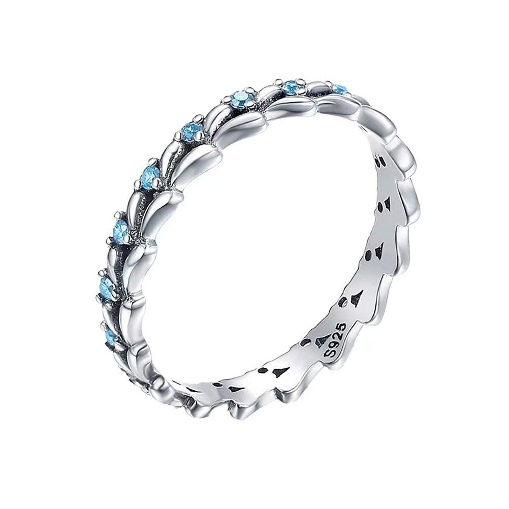 S925 Sterling Silver Stackable Wheat Wave & Clear Cubic Zirconia Ring for Women - Elegant Midi Ring for Layering, Stacking, and Everyday Wear - Perfect for Casual, Office, and Special Occasions