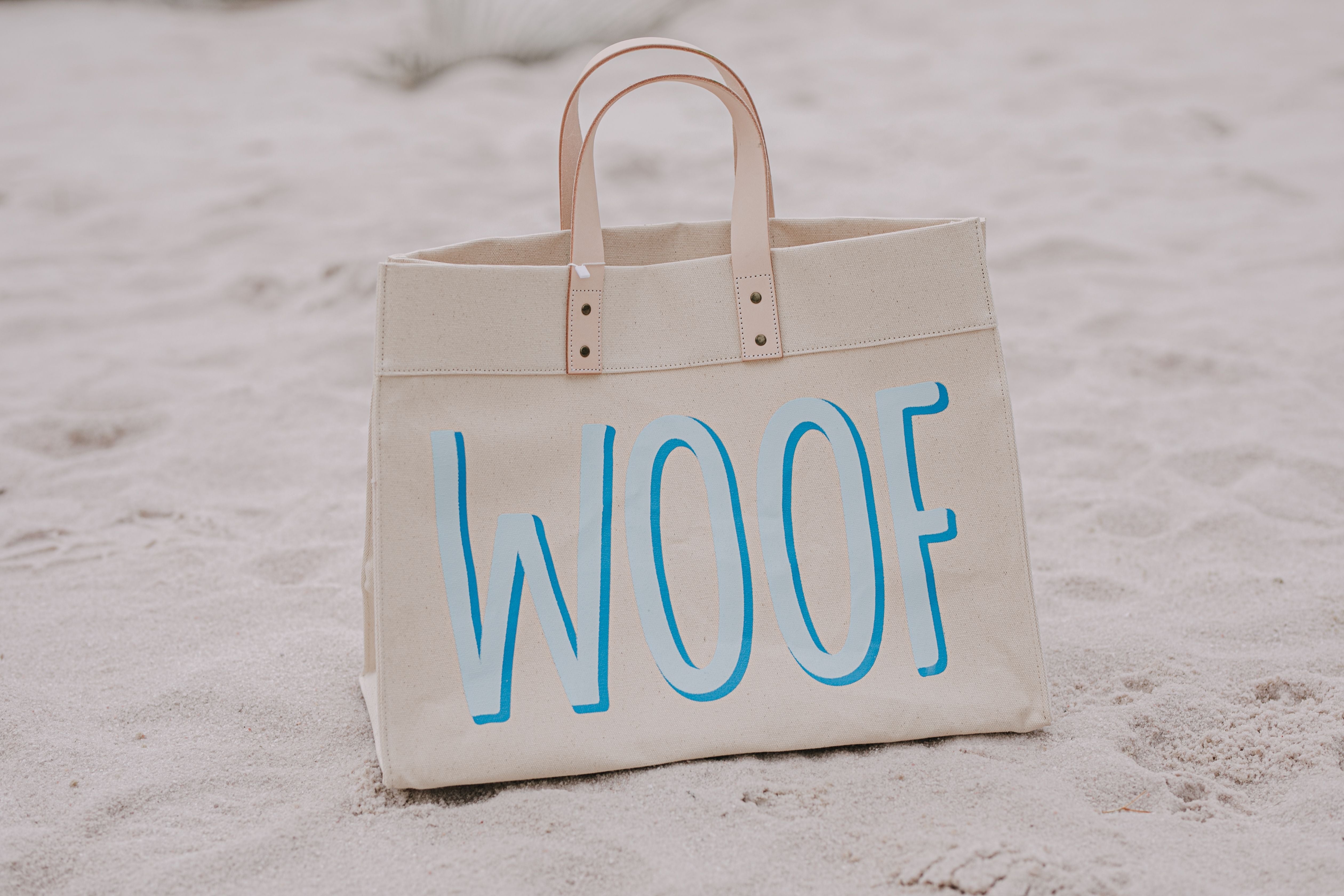 Woof Canvas Tote Bag - Durable & Stylish Eco-Friendly Shopping Tote for Groceries, Beach, Work & Everyday Use