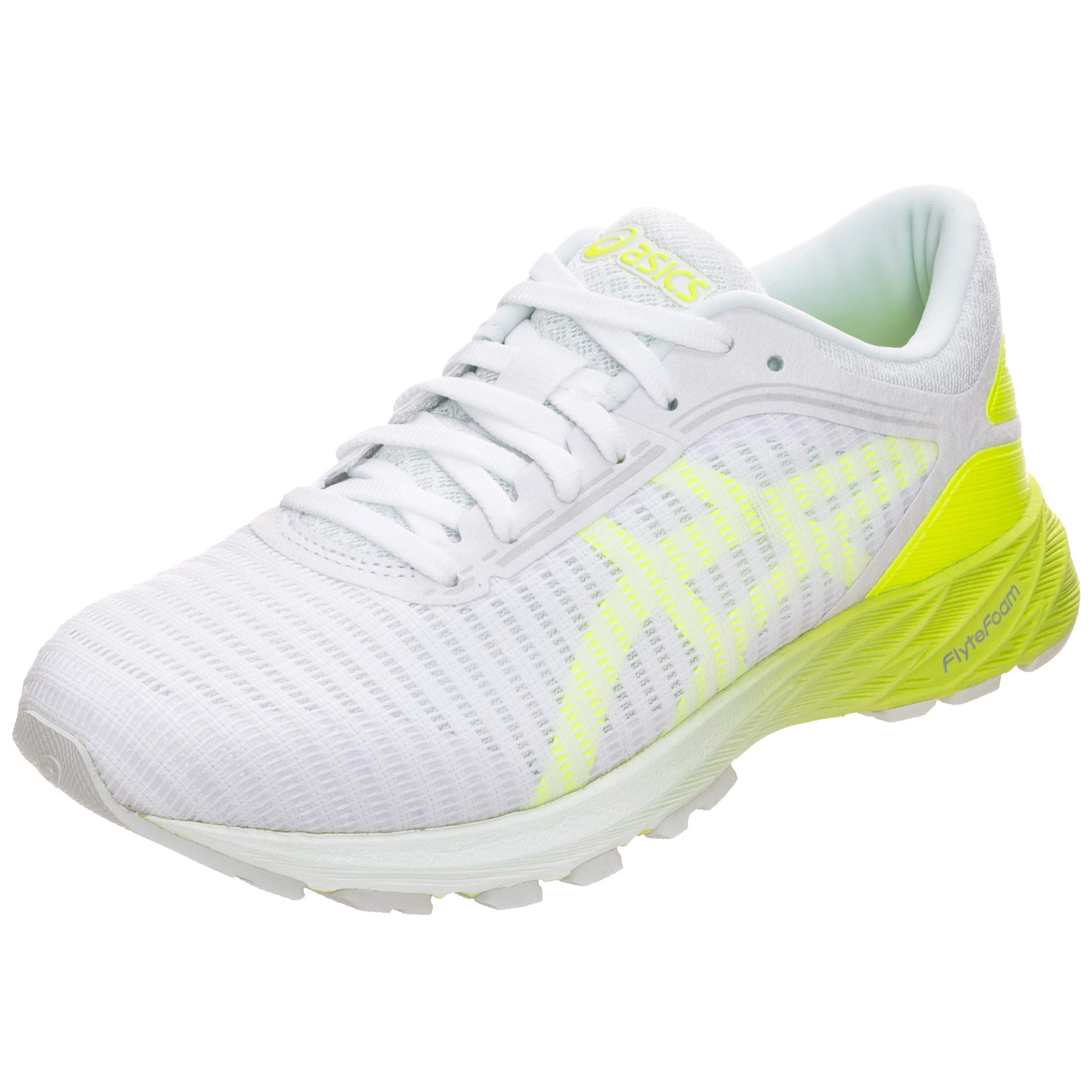 ASICS Dynaflyte 2 Women's Running Shoes - Lightweight Cushioned Sneakers for Training & Jogging (White/Safety Yellow/Blue) | Size UK 8.5 US 10.5 EU 42.5 | Perfect for Road Running, Gym Workouts & Daily Wear
