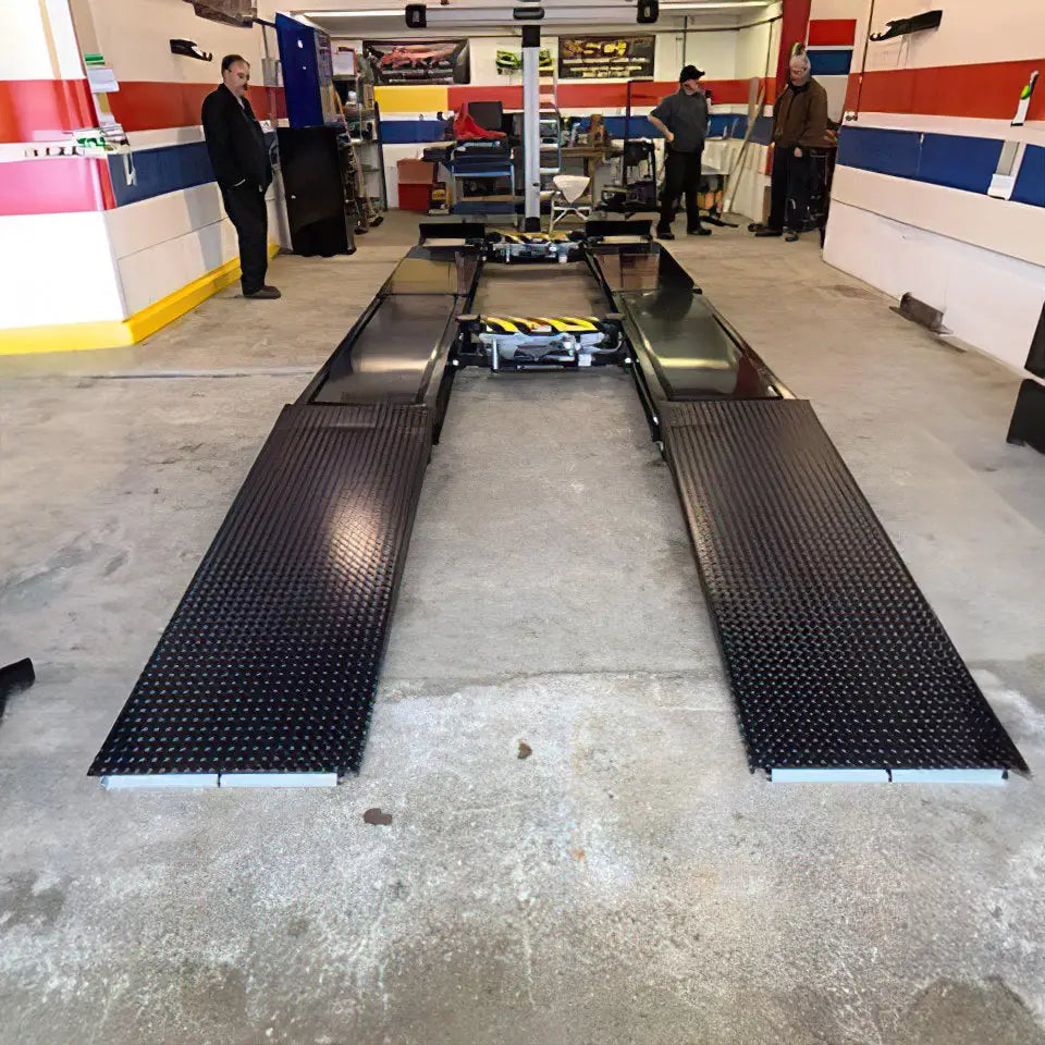 Challenger SX14 ER 14K Extended Scissor Alignment Lift with 2 Rolling Jacks - Surface Mount for Auto Repair Shops & Vehicle Maintenance