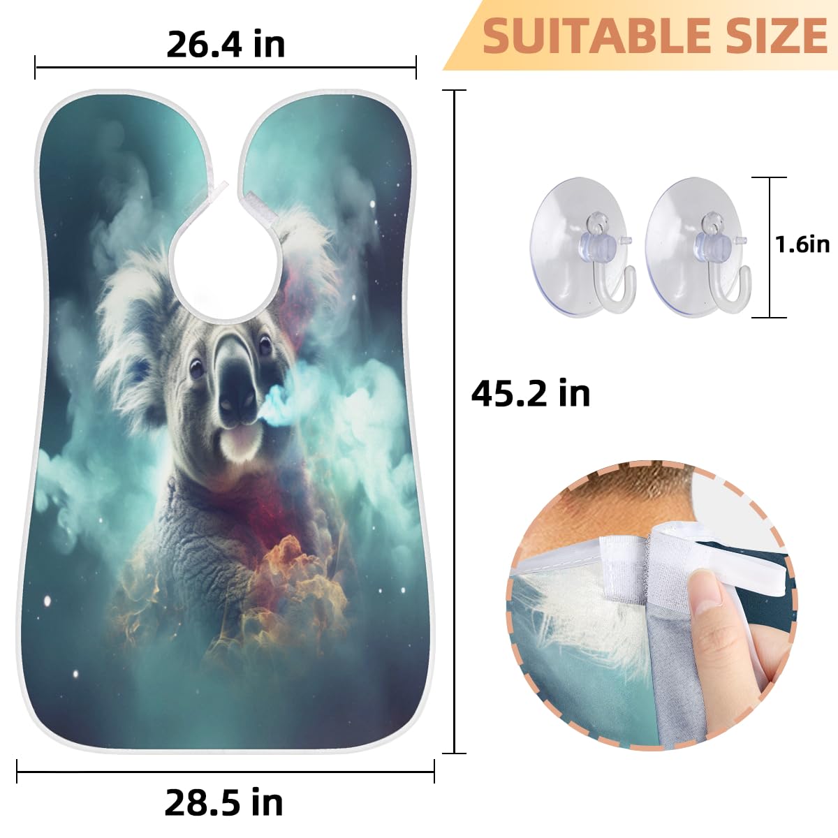 Koala Animal Starry Sky Beard Shaving Bib for Men - Waterproof Hair Dye Apron & Makeup Cape for Barbers, Stylists & DIY Haircuts - Sink Hair Catcher & Beard Trimming Tool - Perfect for Home Grooming & Salon Use