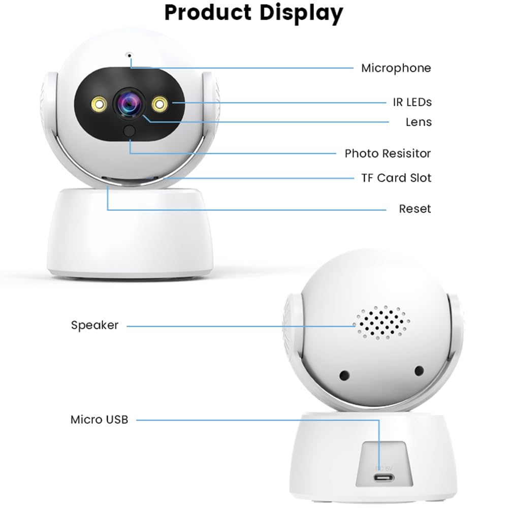 5G/2.4G WiFi Security Camera Indoor - 2K HD Wireless Baby/Pet Monitor with Motion Detection & Two-Way Audio - Works with Alexa & Cloud/SD Storage - Perfect for Home, Nursery & Elderly Care Security