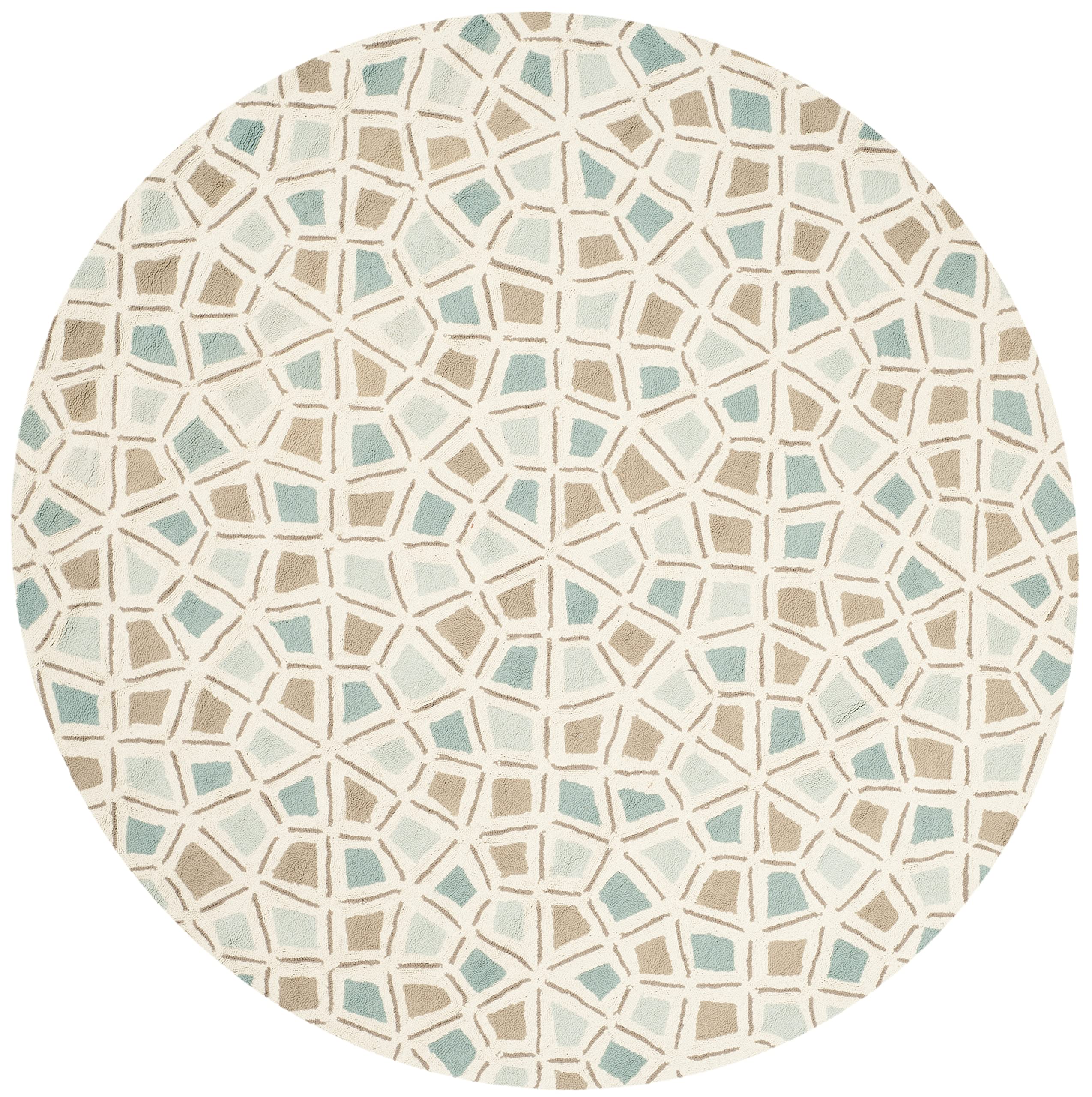 Handmade MSR1732C 6x6 Round Cotton Area Rug - Blue Milk Pail Spring Wheel Mosaic Design by Martha Stewart x Safavieh | Perfect for Living Room, Bedroom & Boho Home Decor