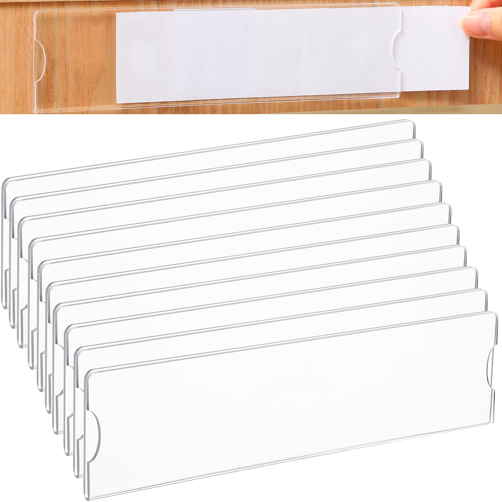 2-Pack Clear Acrylic Wall Name Plate Holders - 8 Inch Horizontal Plastic Sign Frames with Adhesive Tape for Office, Home & Classroom - Perfect for Door Nameplates, Desk Signs & Display Trays (30 Sets) - Ideal for Professional Offices, School Classrooms & Home Organization