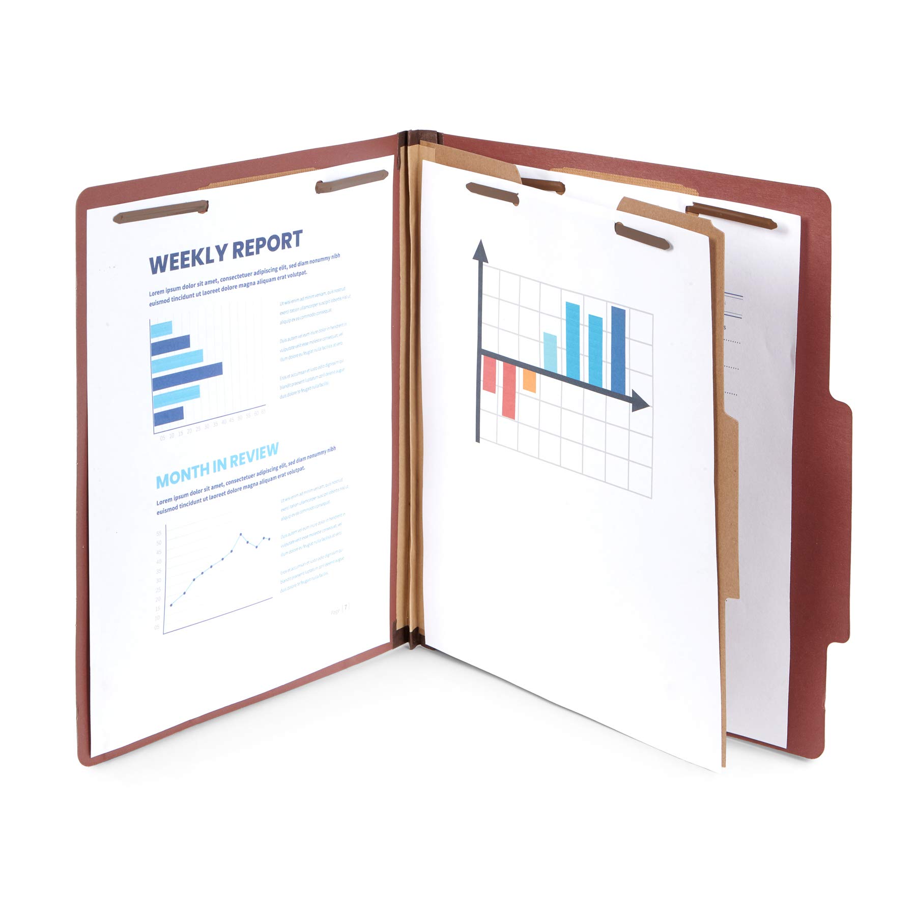 10 Pack Red Brick Letter Size Classification Folders - 1 Divider, 2 Inch Tyvek Expansion, 2 Prongs - Durable File Organizer for Medical Records & Office Documents | Perfect for Filing Cabinets, Home Office & School Organization