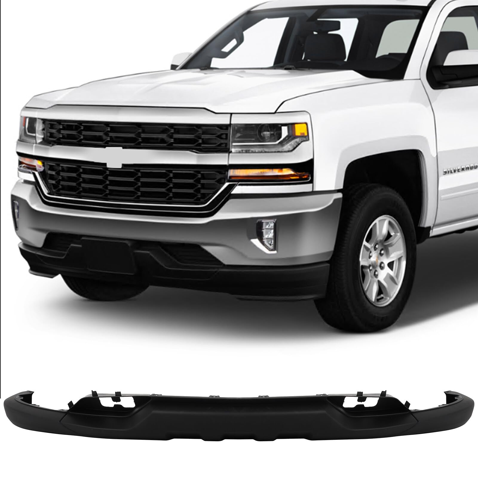 Black Front Bumper Cover for 2016-2019 Chevrolet Silverado 1500 & 1500 LD - Replacement Part #84029800 - Perfect for Off-Roading, Daily Driving & Truck Restoration