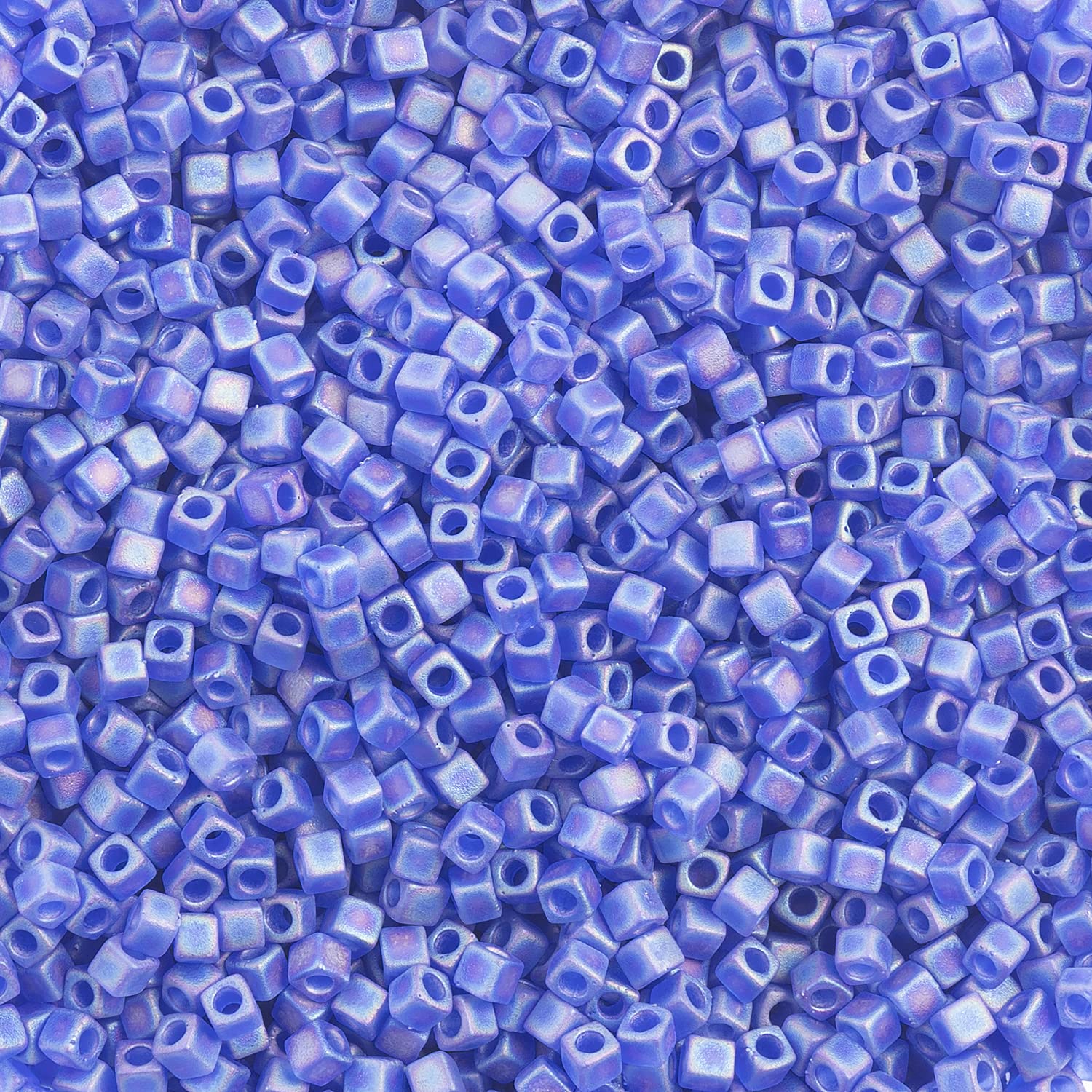Miyuki 1.8mm Square Glass Beads - Cobalt Blue Transparent AB Matte Finish (20g Vial) | Japanese Seed Beads for Jewelry Making, DIY Crafts, Beadwork & Embroidery Projects