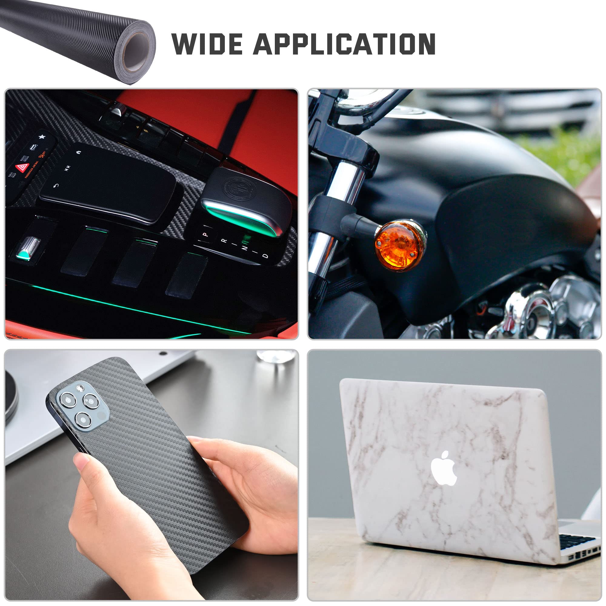 5x100 FT 3D Carbon Fiber Vinyl Wrap Film Roll with Air Release Technology | UV Resistant Car Wrap | DIY Vehicle, Laptop, Phone, Furniture Decoration | Perfect for Automotive Customization, Home & Office Upgrade