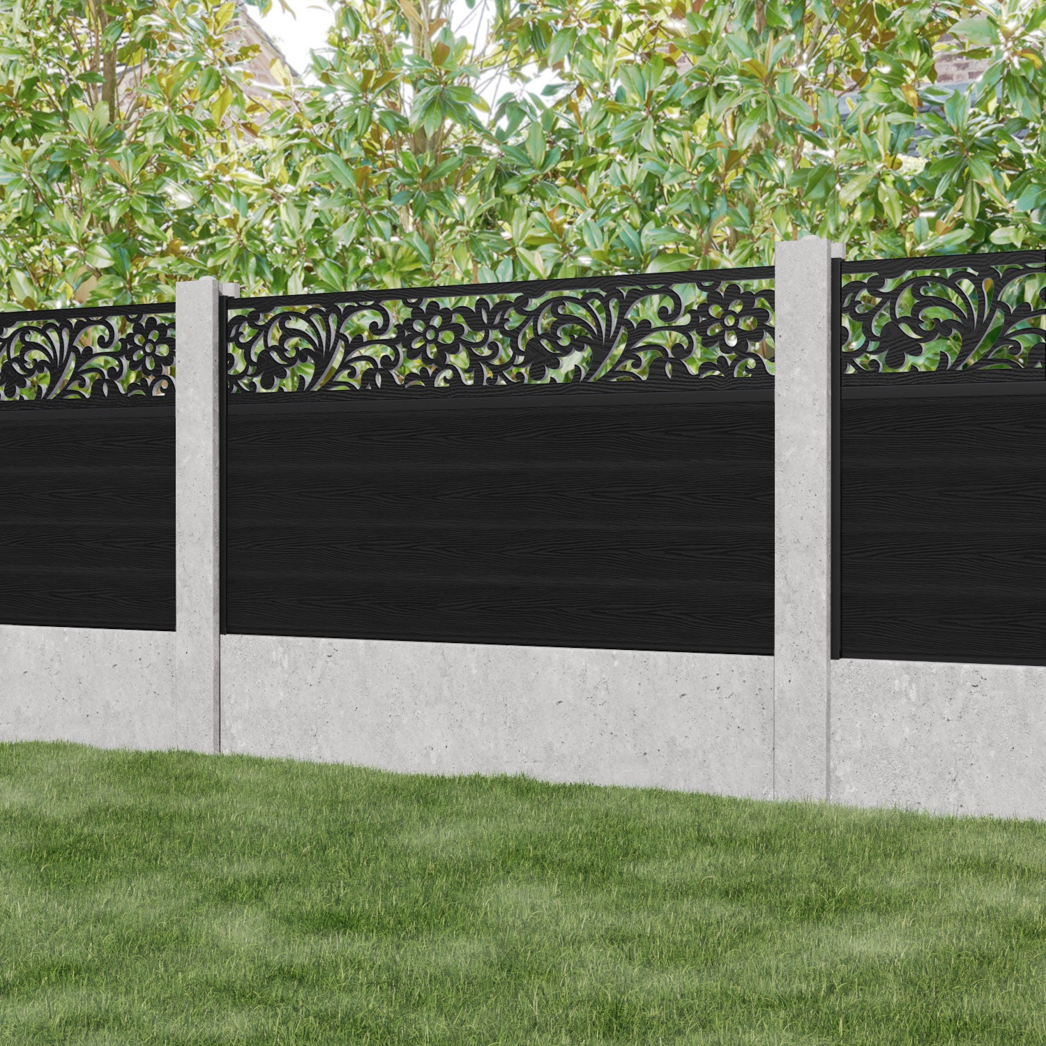 Classic Black Eden Fence Panel - Heavy Duty Metal Garden Fence for Existing Concrete Posts | Perfect for Backyard, Patio, and Property Boundary Security