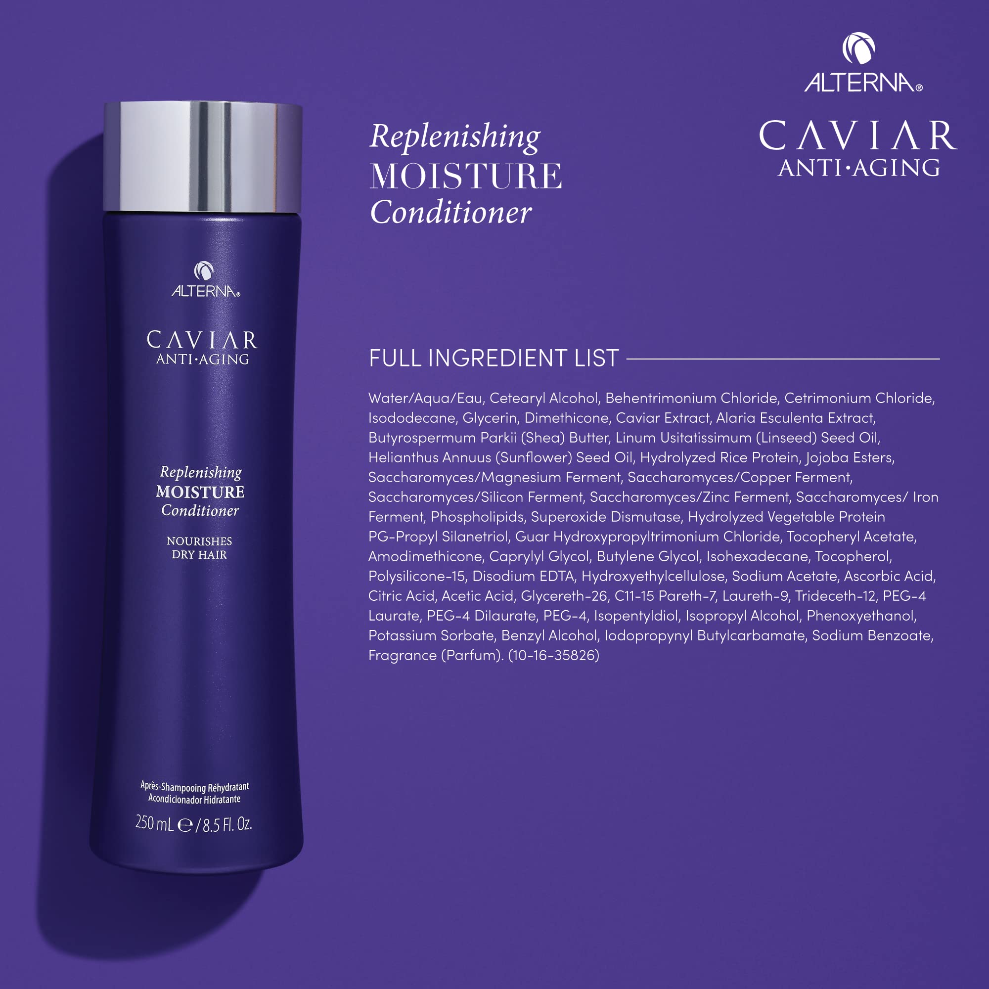 CAVIAR Anti-Aging Replenishing Moisture Conditioner for Dry Brittle Hair - Sulfate Free Hair Treatment to Protect Restore & Hydrate | Perfect for Damaged Hair Repair & Daily Hydration at Home or Salon