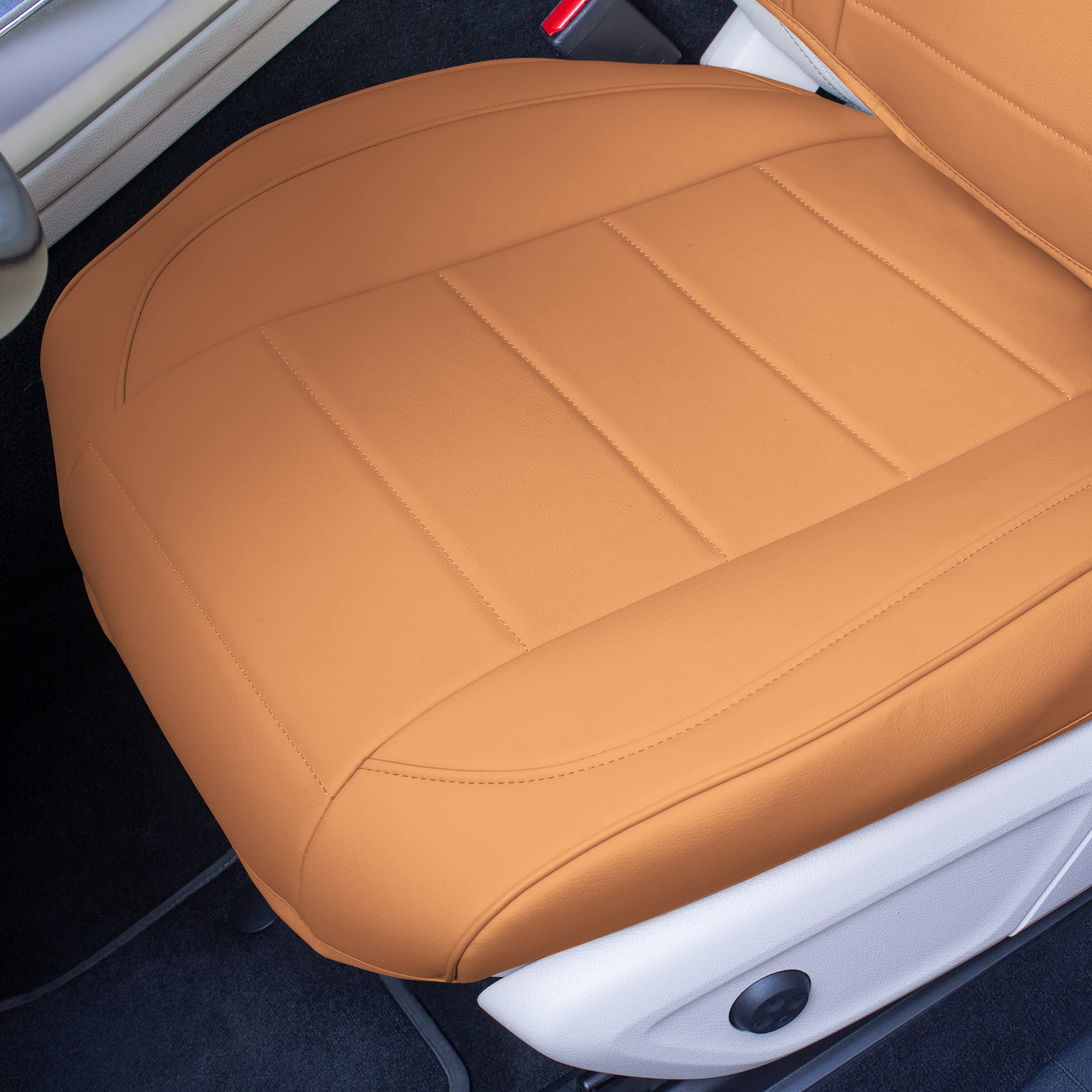 Premium TLH Grande70 Luxe Faux Leather Brown Car Seat Covers - 2 Pack Waterproof Universal Fit for Cars, Trucks & SUVs | Stylish Protection for Daily Commute, Road Trips & Family Travel