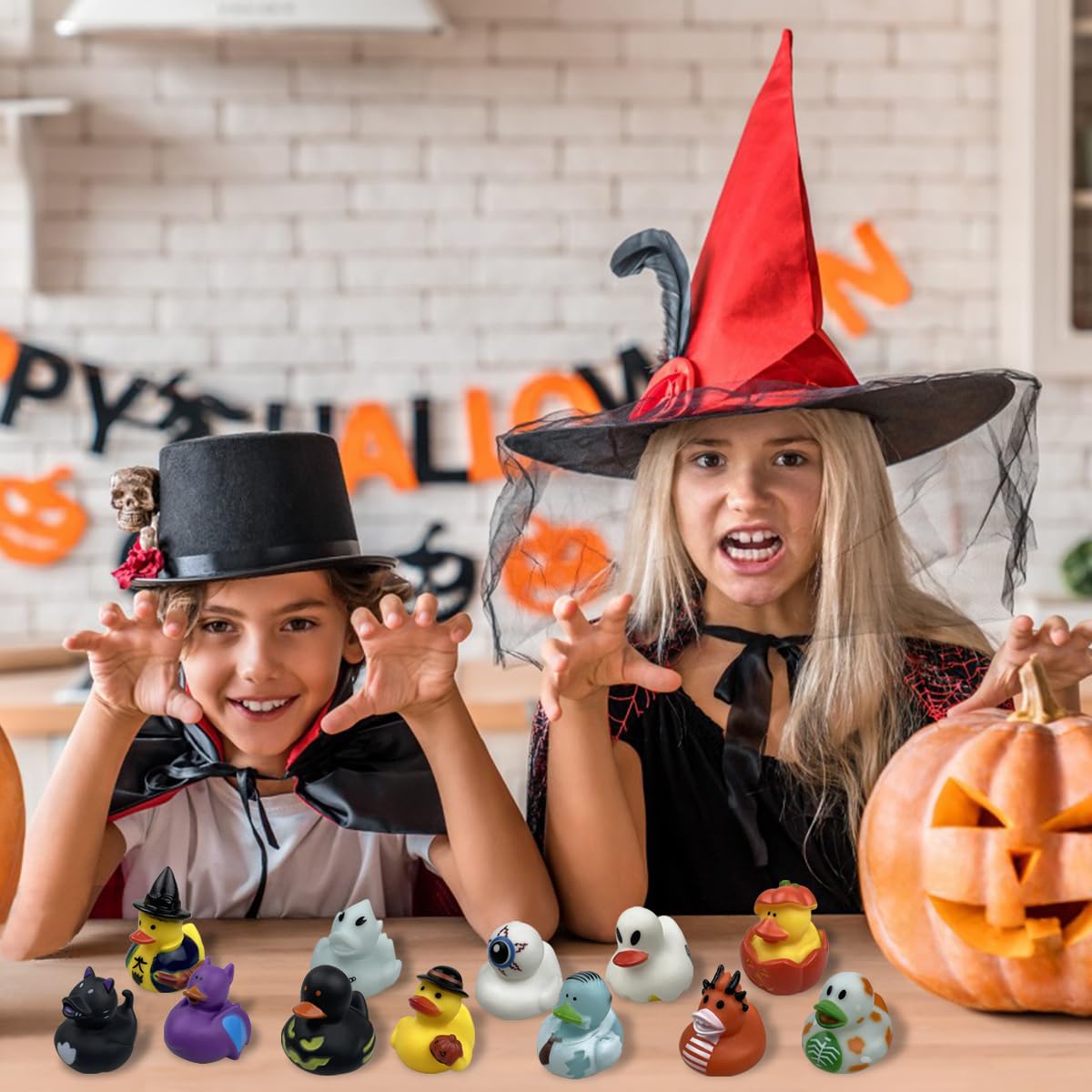 24 Pack Halloween Rubber Duck Toys for Kids - Cute Bathtub & Jeep Bath Toys, Halloween Party Favors, Treat Bag Fillers, Toddler Gifts | Perfect for Halloween Decorations, Trick or Treat Goodie Bags & Bath Time Fun