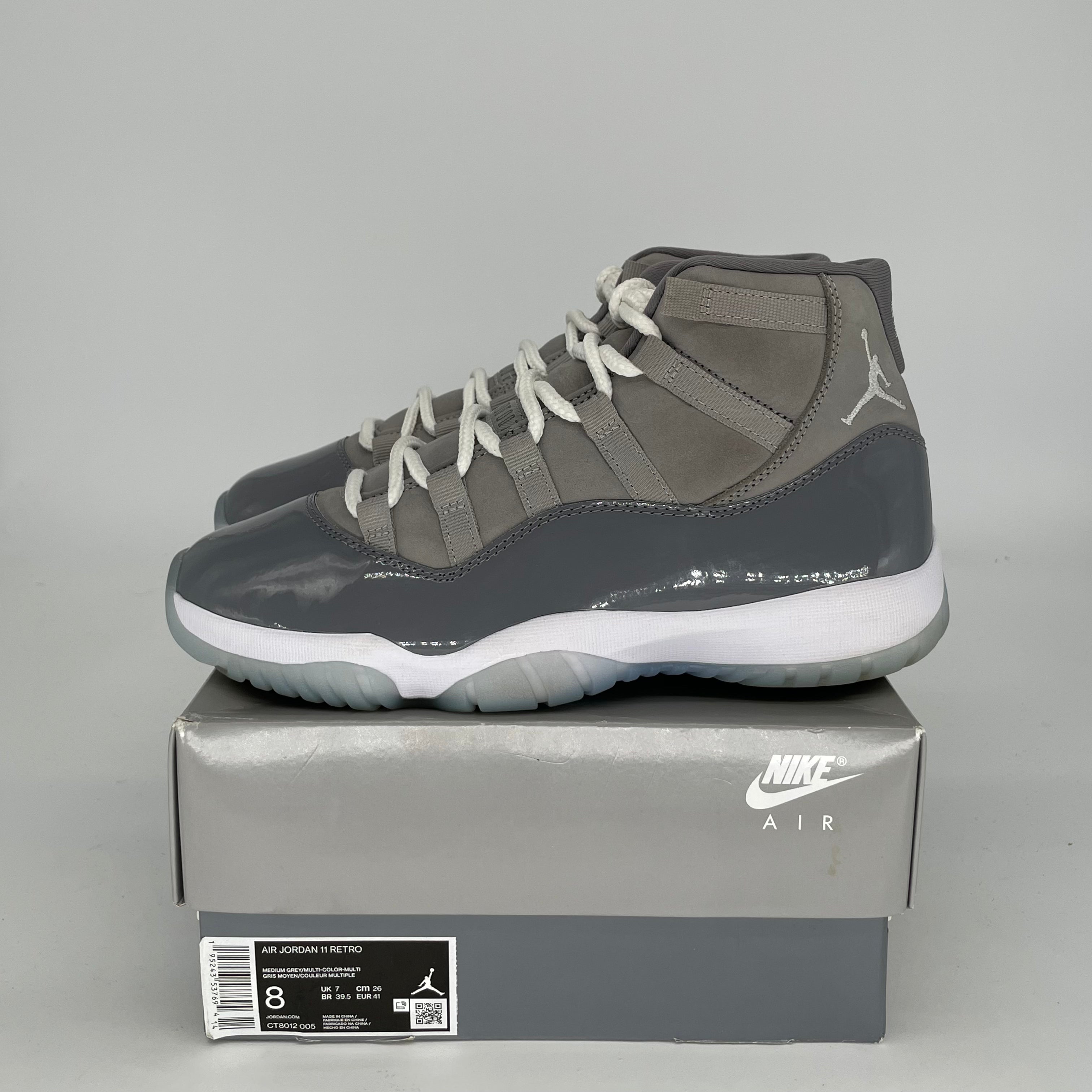 AIR JORDAN 11 COOL GREY Basketball Shoes - Men's Size 8/Women's Size 9.5 (CT8012-005) - Retro Sneakers for Casual Wear & Court Performance
