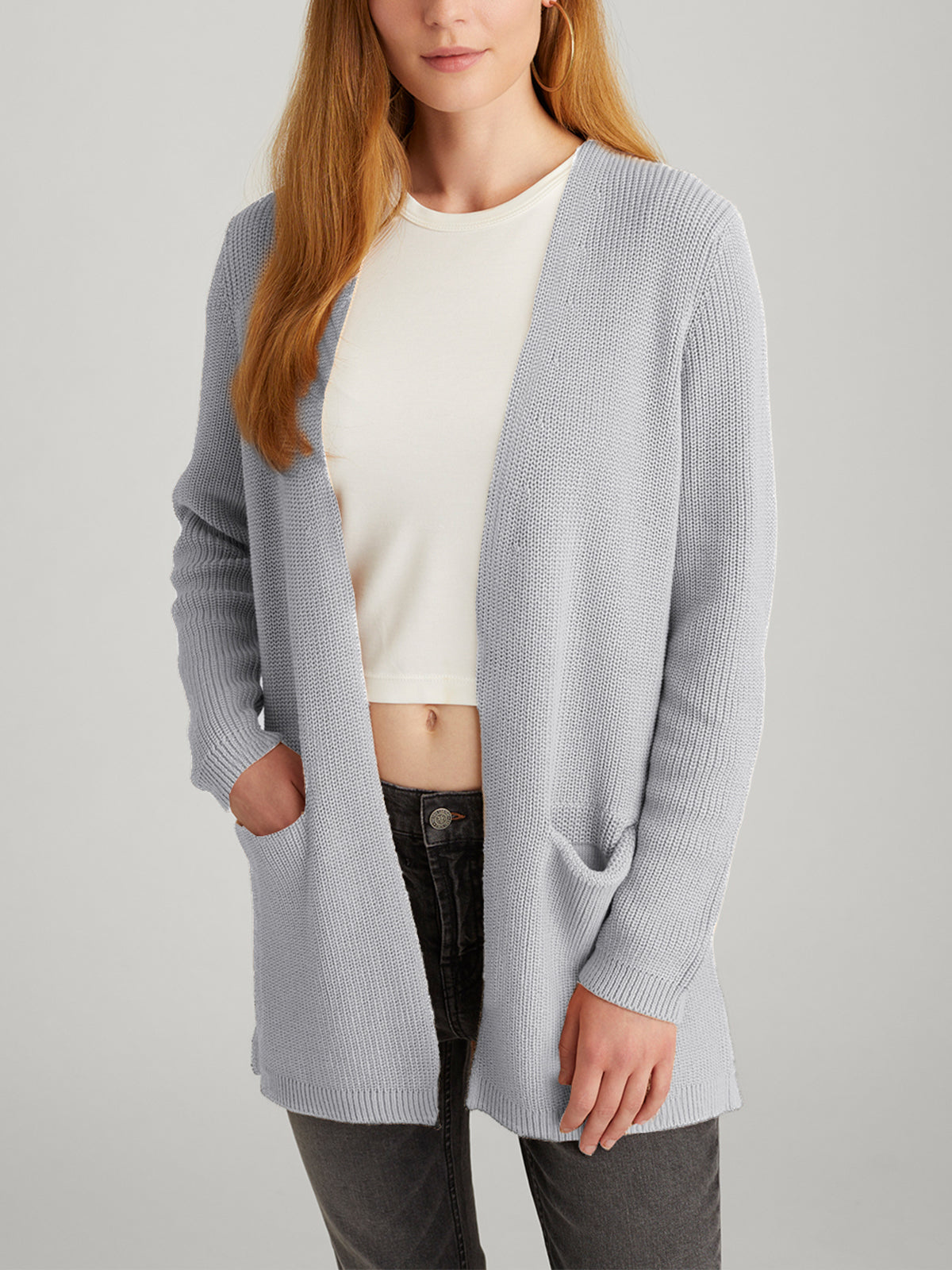 Emma Women's Shaker Stitch Open Front Cardigan - Soft Knit Lightweight Sweater for Fall & Winter - Perfect for Office, Casual Outfits and Layering