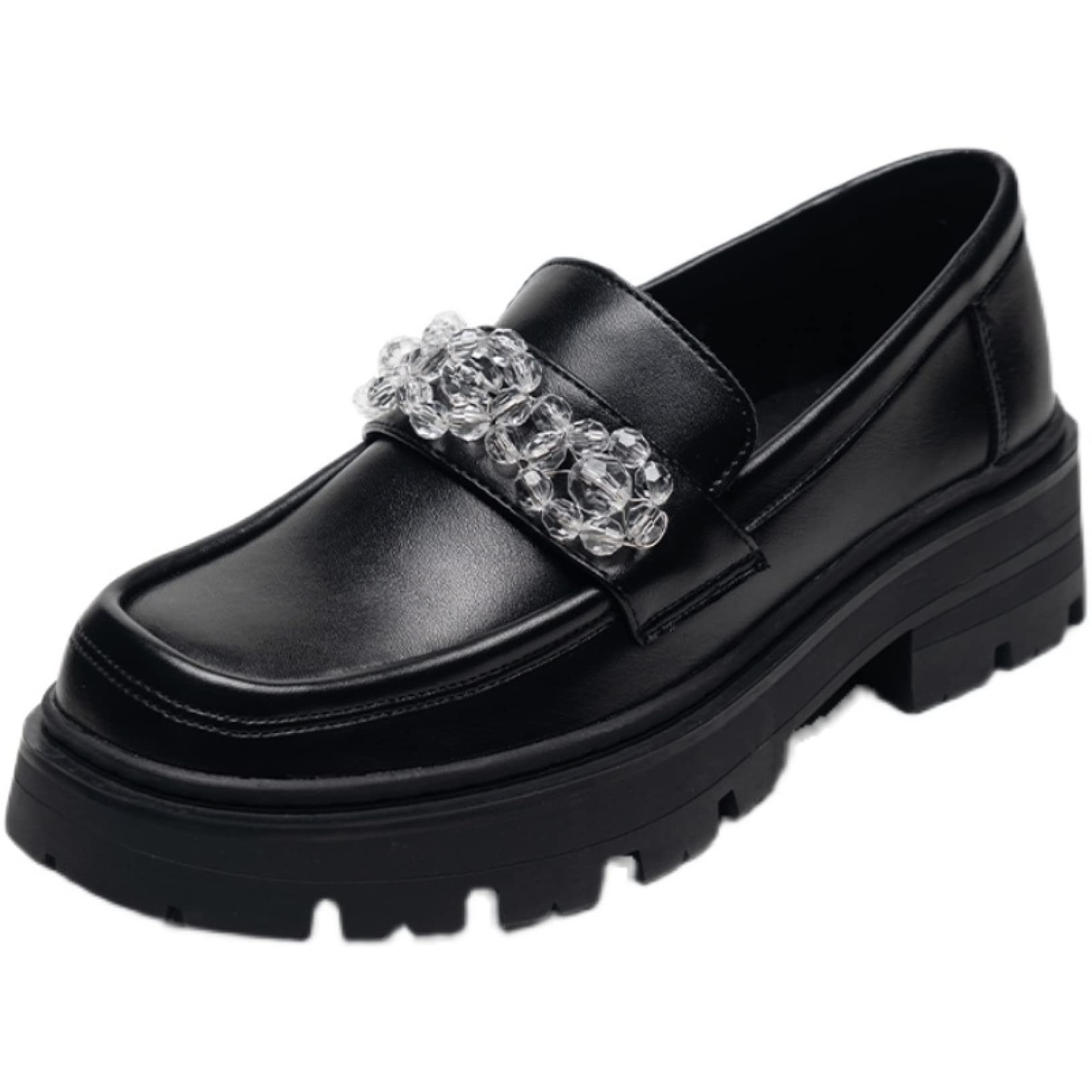 Gothic Platform Shoes for Women - Rhinestone Oxford Round Toe Ankle Strap Slip-On Pumps | Lolita Fashion, Cosplay & Alternative Style Outfits