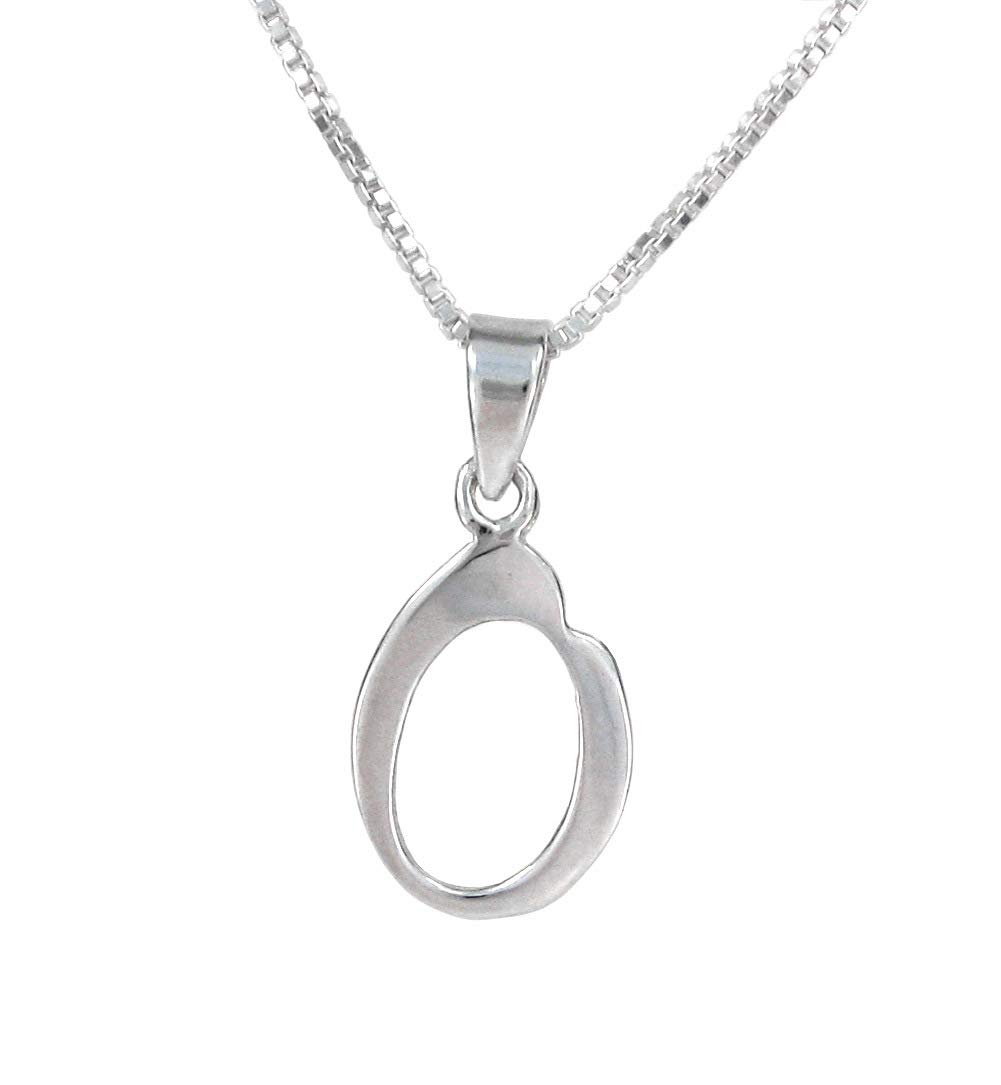 Sterling Silver Initial Charm Necklace - Personalized Letter O Pendant with 20