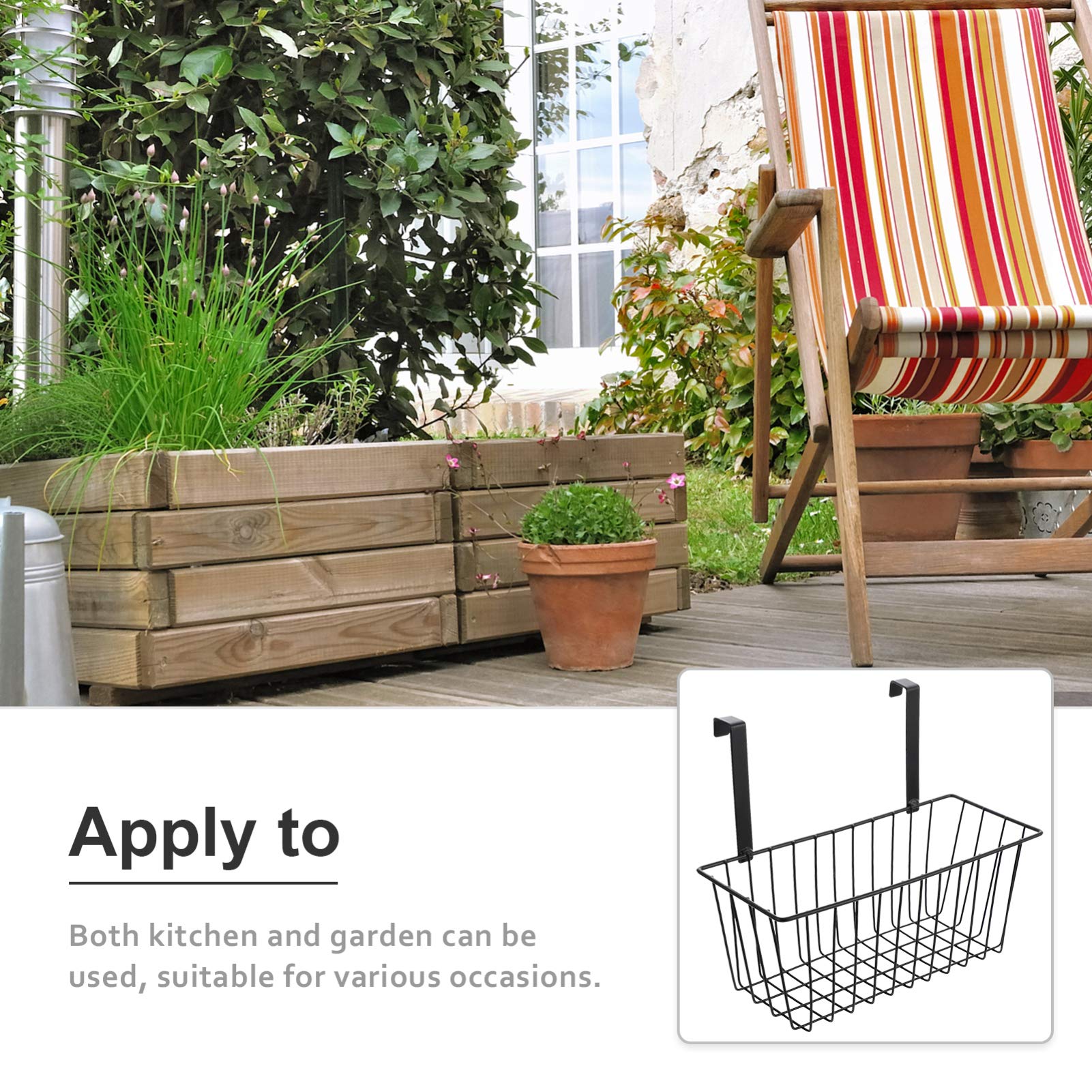 PRETYZOOM Metal Wall Hanging Planter Baskets - Decorative Flower Pot Holder for Succulents, Herbs & Small Plants - Sturdy Railing Grid Panel with Wire Basket - Perfect for Balcony, Garden & Indoor Vertical Gardening