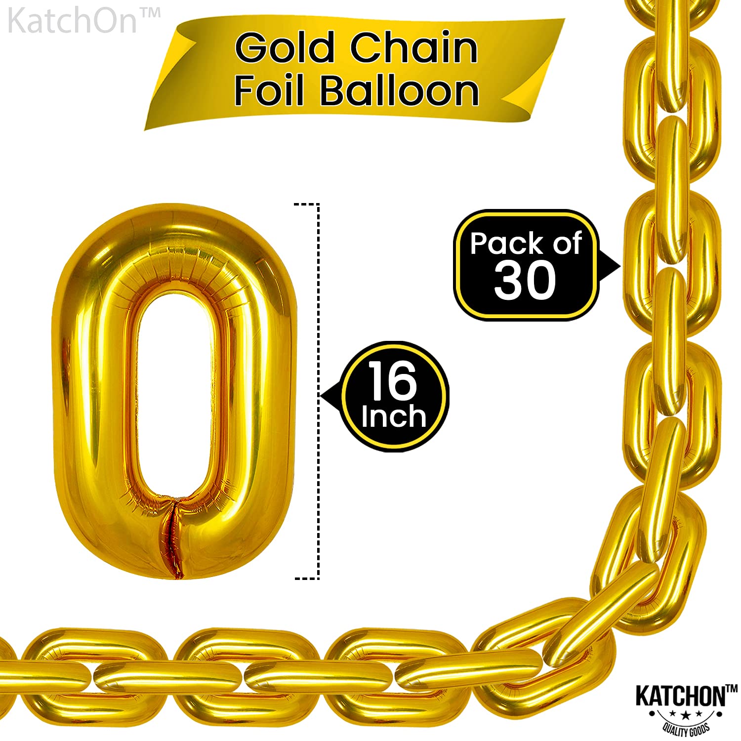 **KatchOn 22 Inch Gold Chain & Boombox Balloons - Pack of 32 | 90s Party Decorations for Hip Hop, Roller Skate & Retro Themed Events | Perfect for Birthday, Graduation & Anniversary Celebrations**