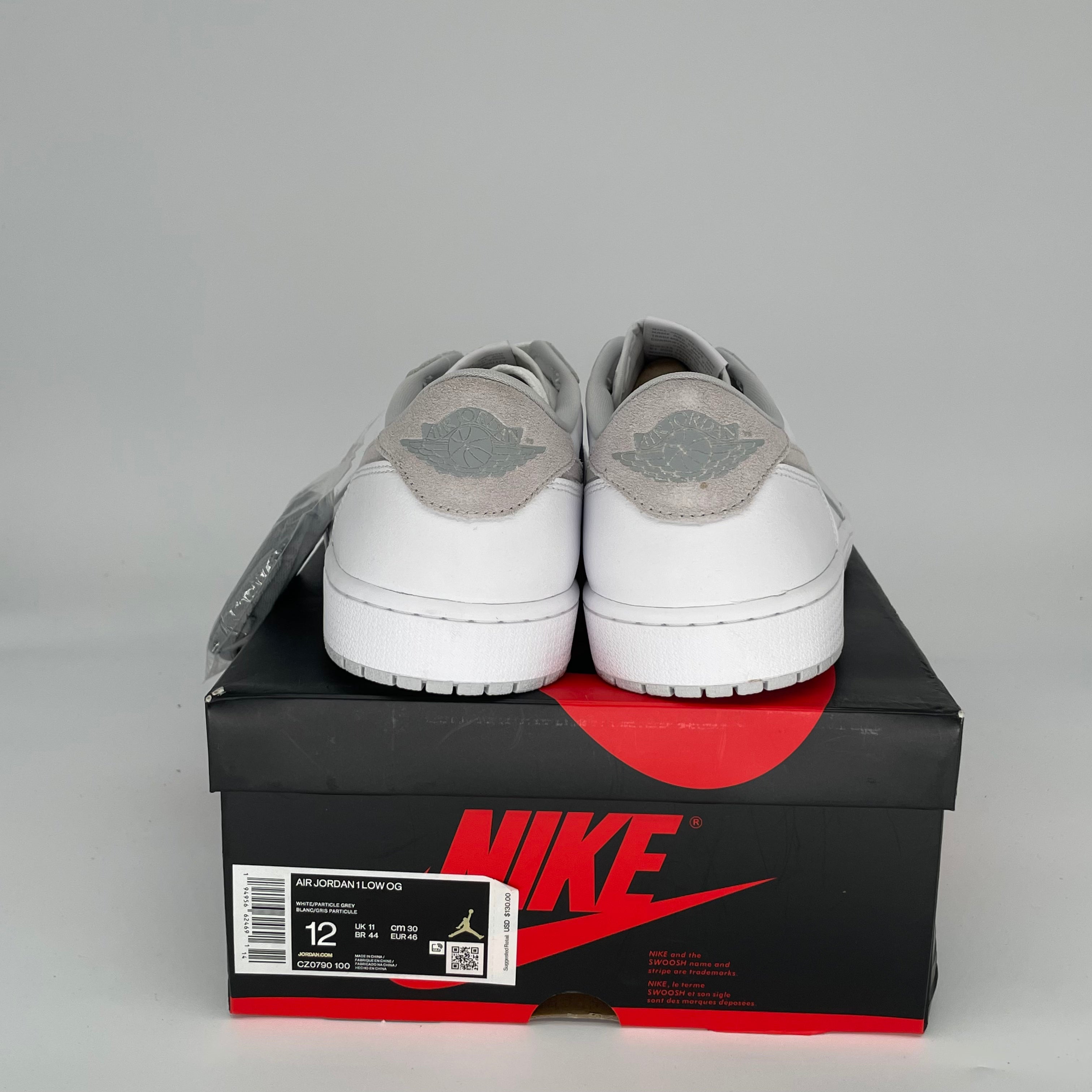 Original Air Jordan 1 Low Neutral Grey Men's Sneakers - Size 12 (CZ0790-100) - Retro Basketball Shoes for Casual Wear & Street Style