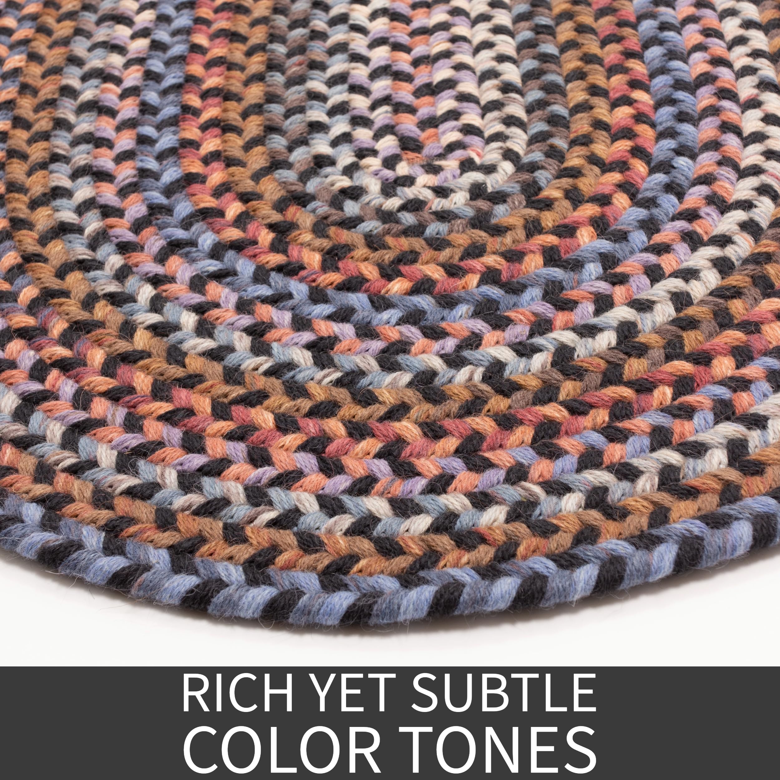 Premium Wool Braided Area Rug - Soft & Reversible Woven Runner Rug - Handmade in USA - Black, 2' x 6' - Perfect for Hallways, Living Rooms & Bedrooms