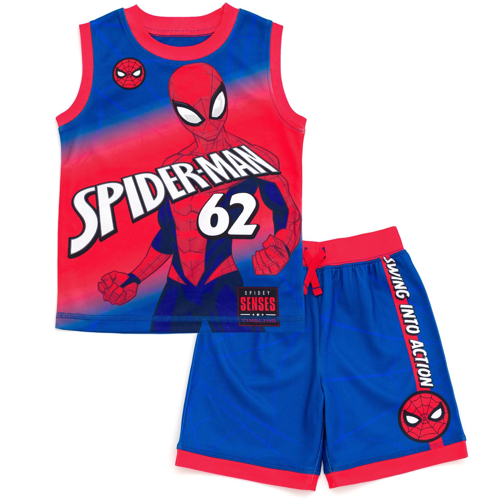 Marvel Spider-Man Miles Morales Hulk Mesh Jersey Tank Top & Basketball Shorts Set for Boys (2T-20) - Superhero Costume, Playtime & Sports Outfit
