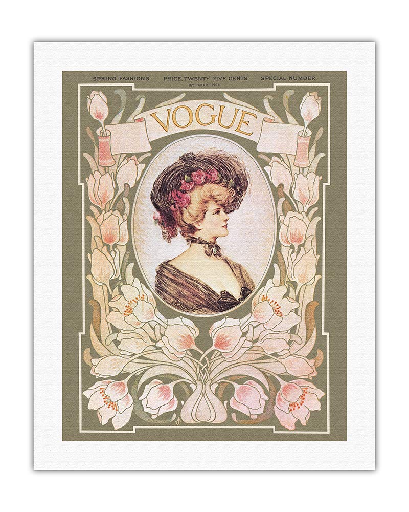 Vintage April 1903 Spring Fashion Magazine Cover Art Print - Ethel Wright Reproduction - 20x26 Inch Rolled Canvas Wall Decor - Perfect for Antique Home Decor & Fashion History Enthusiasts
