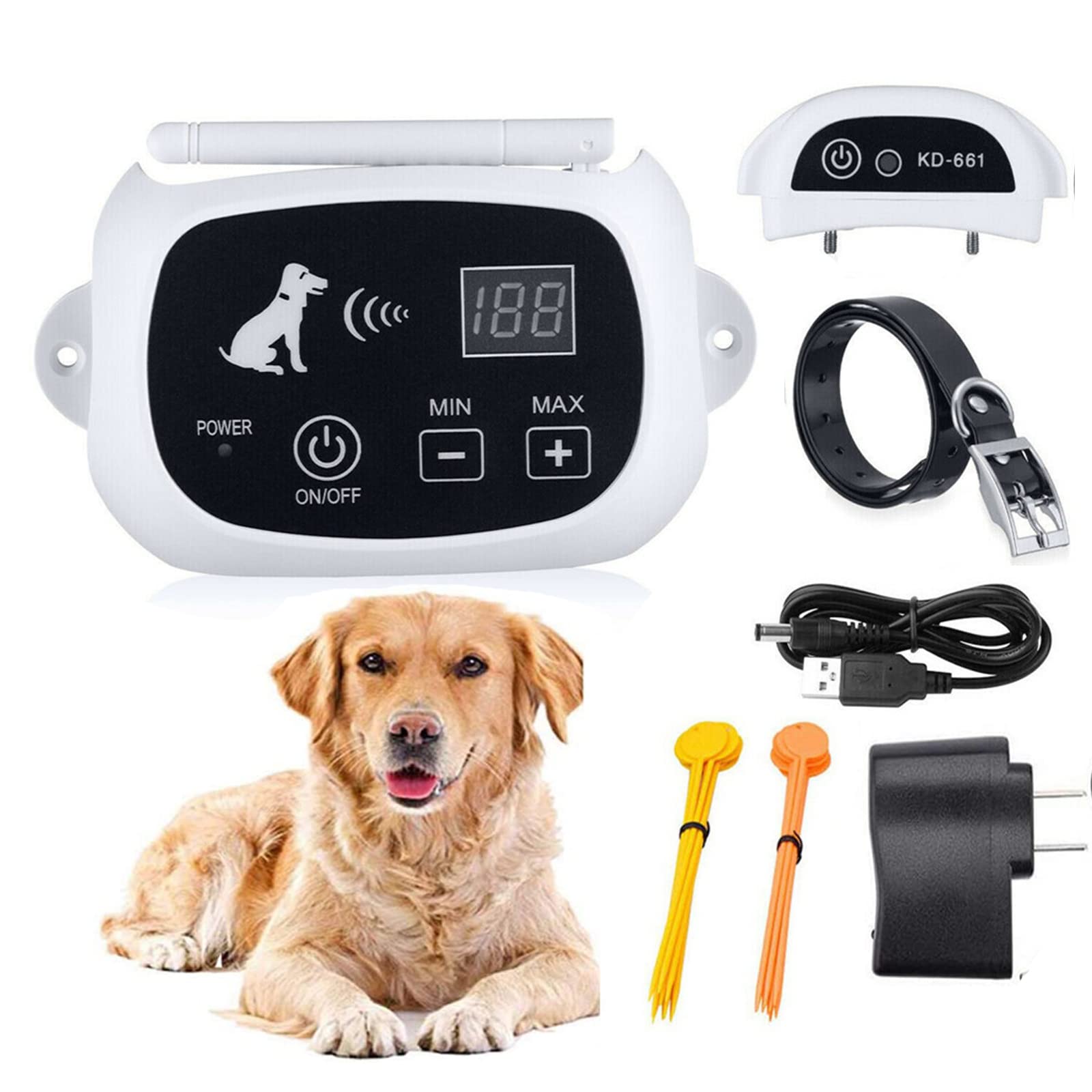 Wireless Dog Fence System - Adjustable 80-1640ft Electric Pet Containment with IP67 Waterproof Rechargeable Training Collar | Safe Boundary Solution for Small/Medium/Large Dogs (1-3 Dogs) | Perfect for Backyard, Farm & Outdoor Pet Training