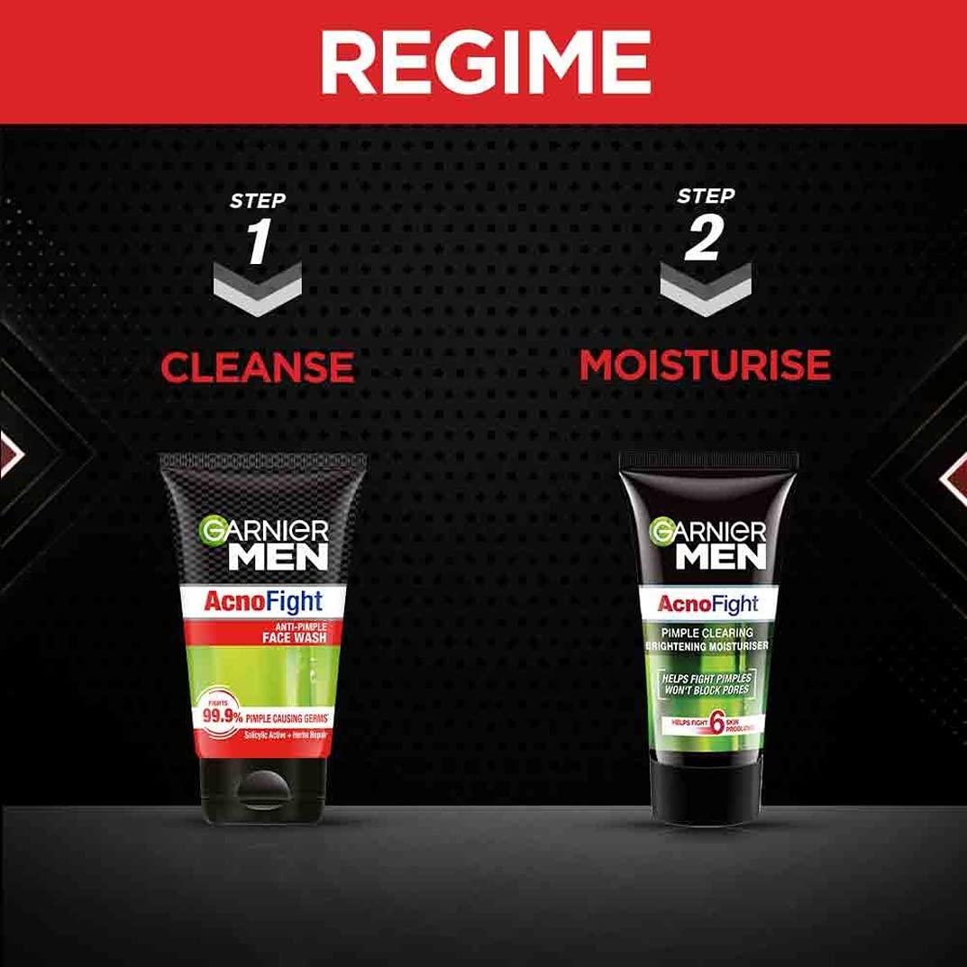 Garnier Men Acno Fight Pimple Clearing Brightening Moisturizer Cream - 45g (2 Pack) - Oil-Free Face Moisturizer for Acne-Prone Skin, Reduces Blemishes & Dark Spots - Perfect for Daily Skincare Routine & Post-Shave Hydration