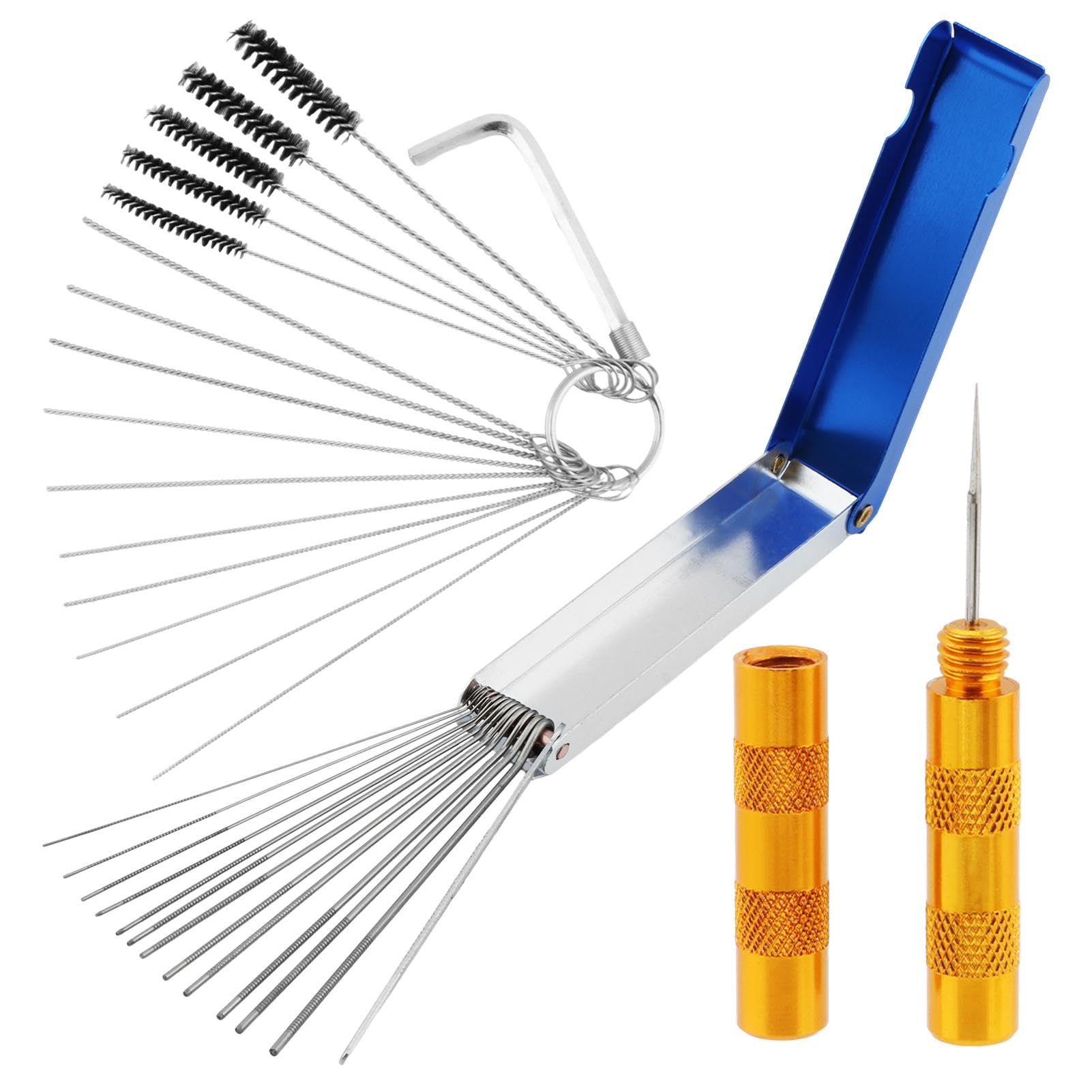 16-Piece Carburetor & Airbrush Cleaning Kit - Wire Torch Tip Cleaner Tools for Motorcycle, Moped & Welding - Durable Carbon Cleaning Brushes for Spray Guns & Small Engine Maintenance (Black) - Perfect for DIY Auto Repair & Welding Equipment Maintenance