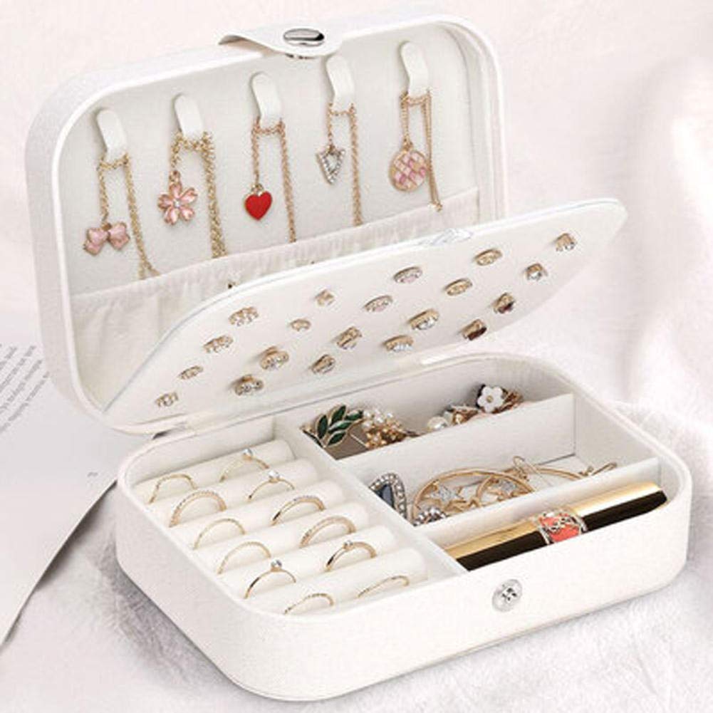 NKDbax Jewelry Box - Portable Leather Earring & Ring Organizer with Multi-Function Storage for Women | Perfect for Travel, Home & Gift Giving