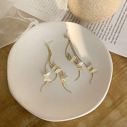 18K Gold Plated Dainty Vivid Butterfly Tassel Earrings with CZ Stones - 3D Drop Dangle Earrings for Women & Girls - Perfect for Parties, Weddings & Everyday Wear