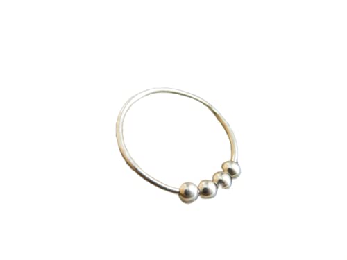 **TEJIKA GLOBAL 925 Sterling Silver Ball Spinner Ring for Anxiety Relief – Minimalist Fidget Ring for Men & Women, Thin Stackable Beaded Meditation Ring – Perfect for Stress Relief, Focus & Relaxation**