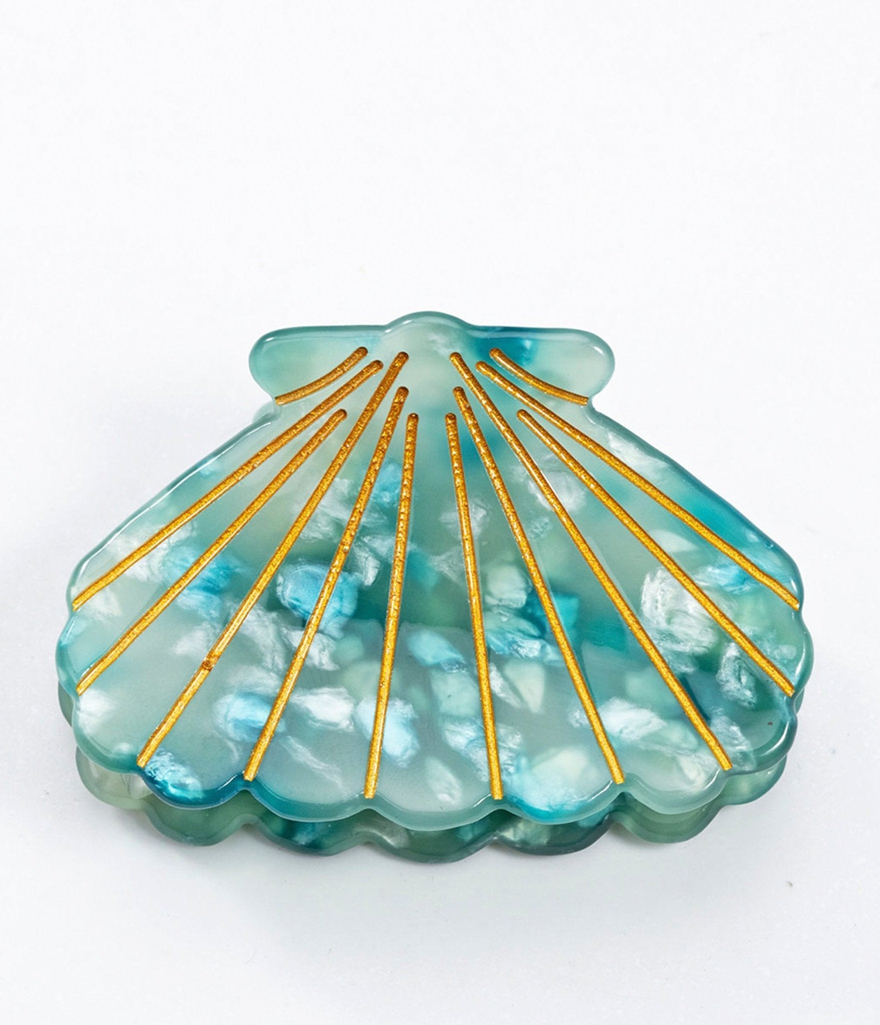 Blue Sea Shell Hair Claw Clip - Large Strong Hold Hair Clips for Women, Non-Slip Barrettes for Thick Hair - Perfect for Beach, Pool, Summer & Everyday Hairstyles