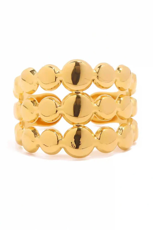 Trendy Dot Design Stainless Steel Open Ring for Women - Minimalist Jewelry for Everyday Wear, Stackable Rings for Casual & Party Outfits